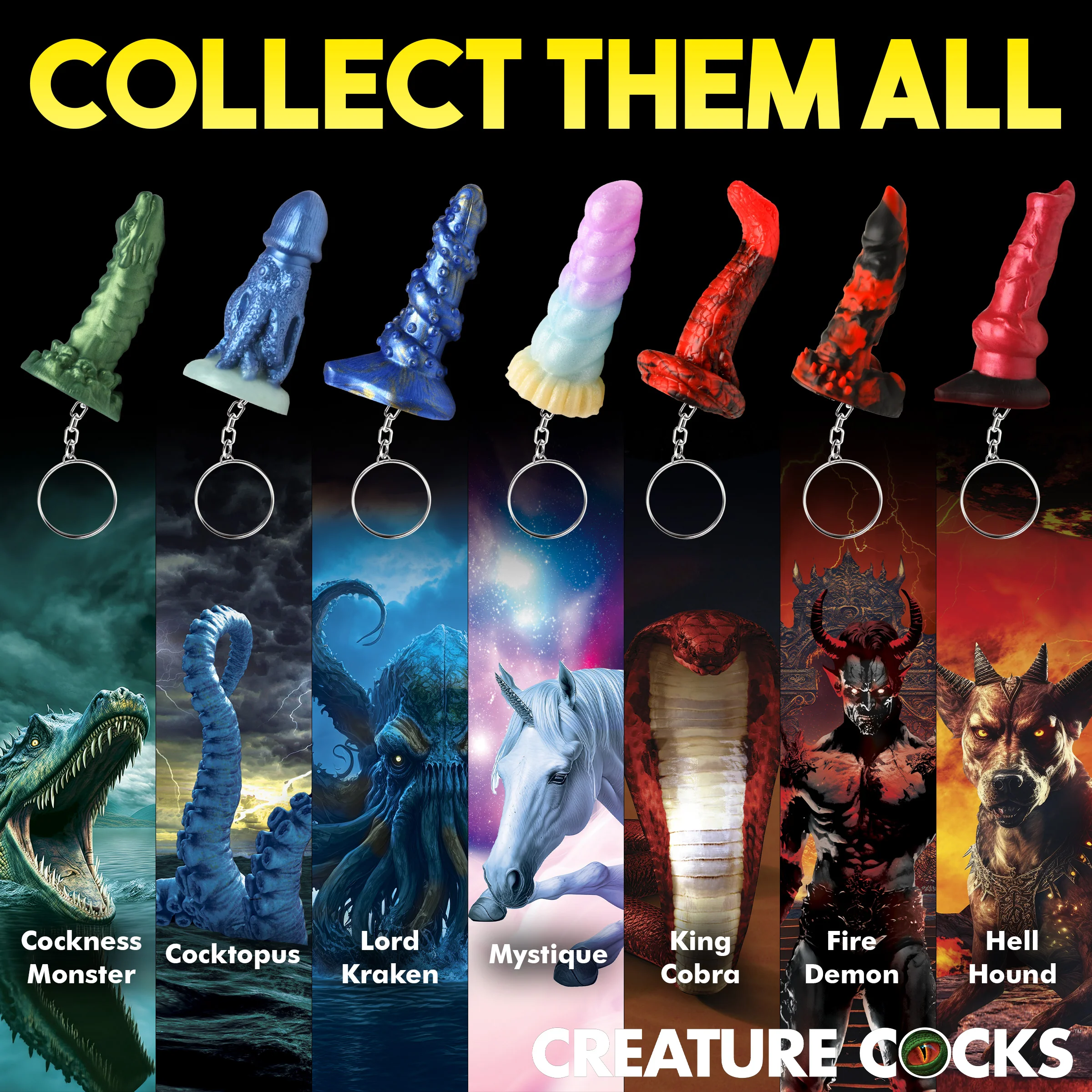 Hell-Hound, Lord Kraken, & King Cobra Silicone Keychain Set - Image 7