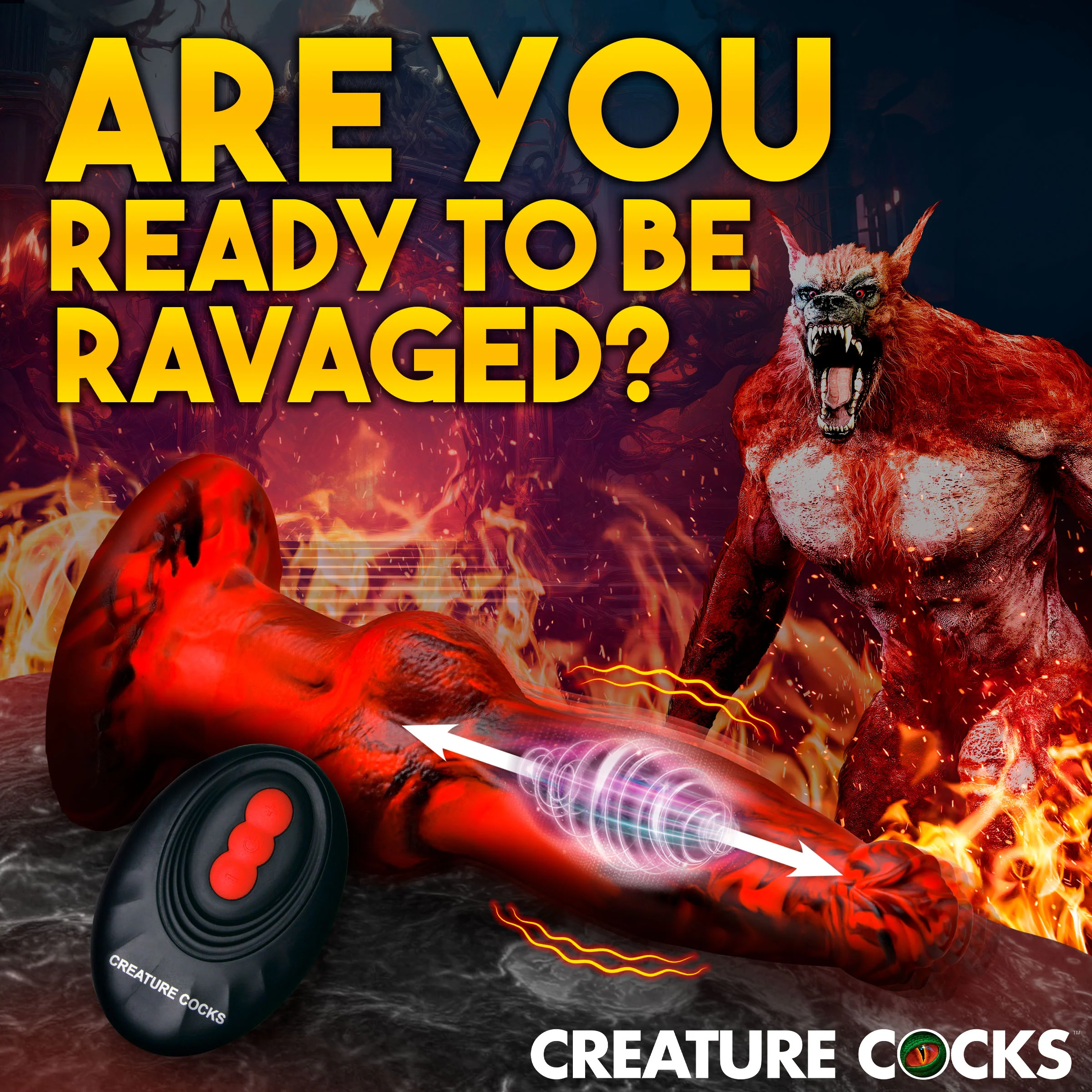 Hell Wolf Thrusting and Vibrating Silicone Dildo - Image 4