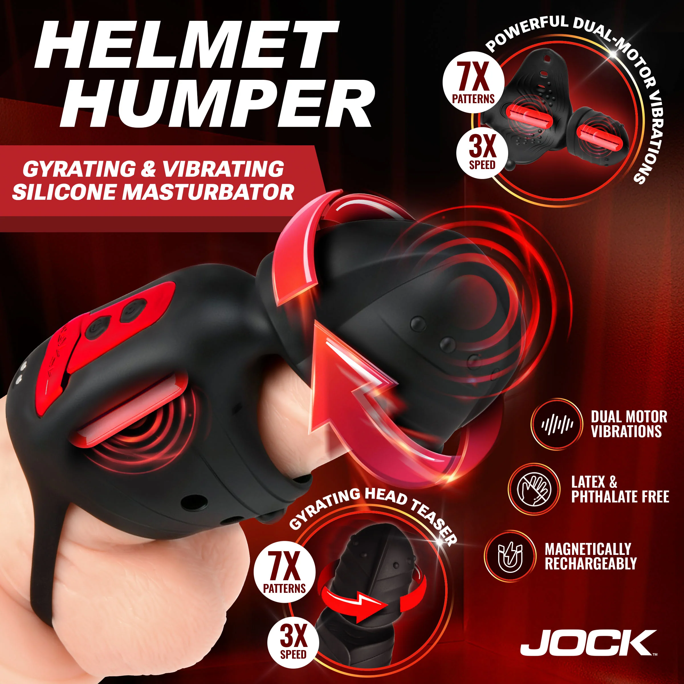 Helmet Humper Gyrating & Vibrating Silicone Masturbator - Image 3