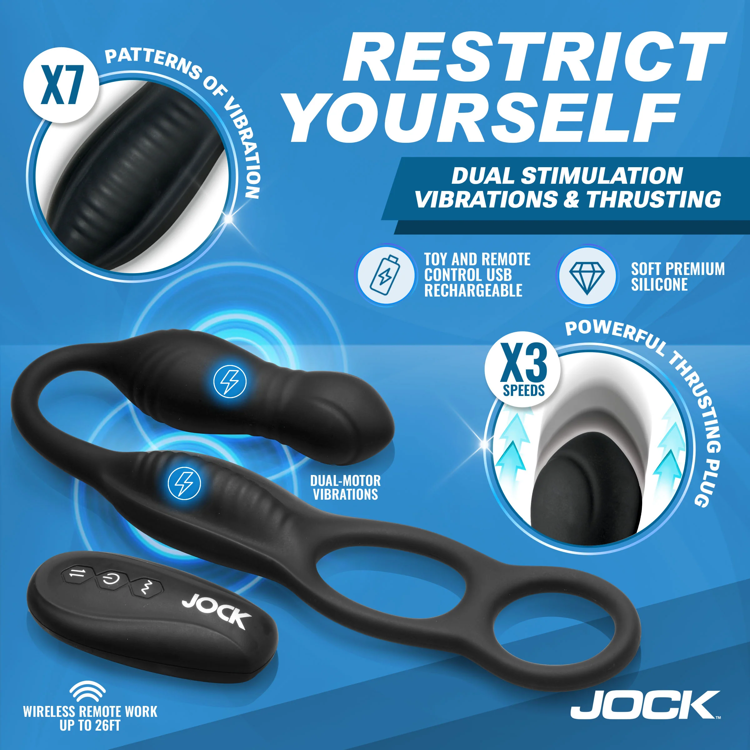Hyper Thrusting and Vibrating Anal Plug with C-Ring - Image 3