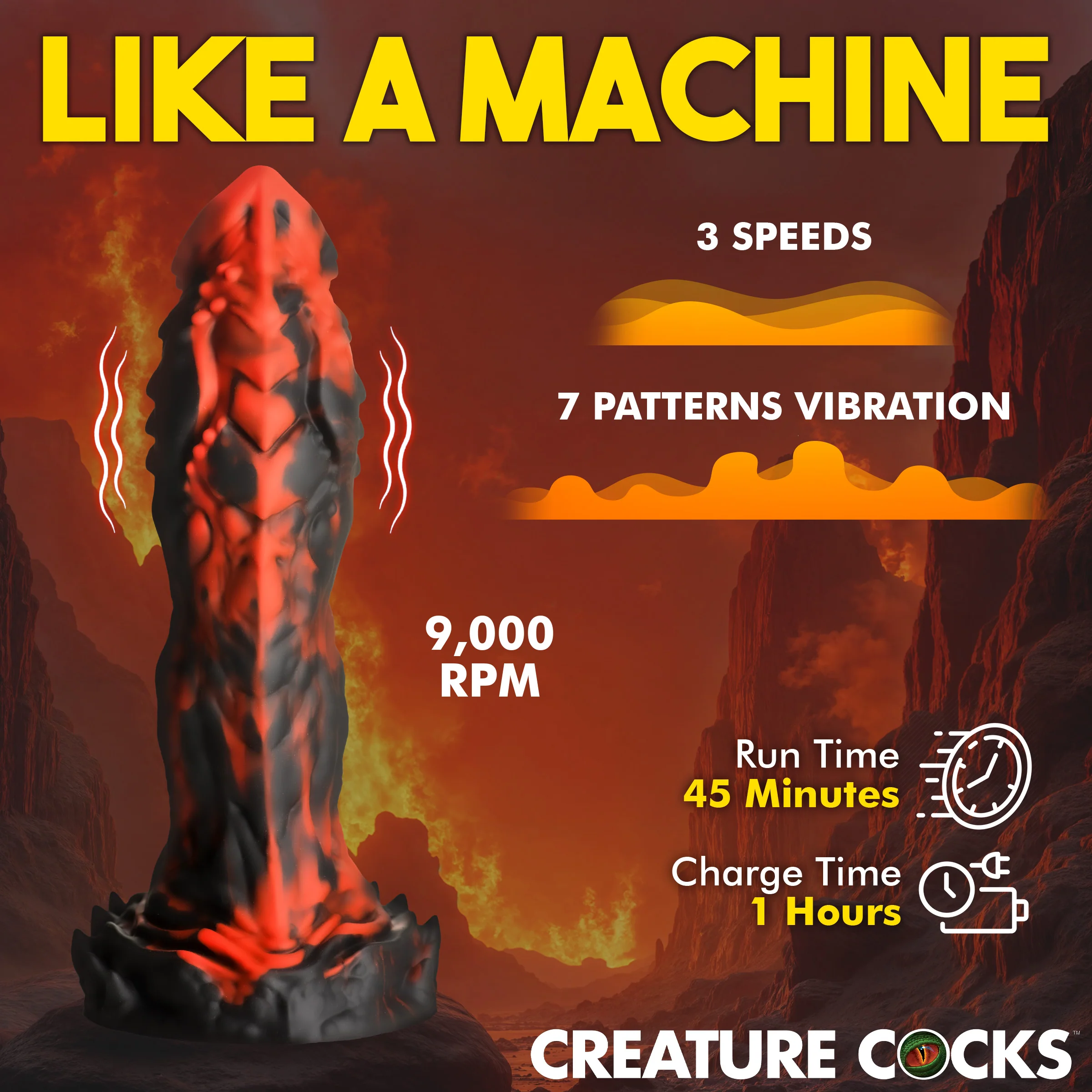 Inferno Cock Vibrating Silicone Dildo - Image 2