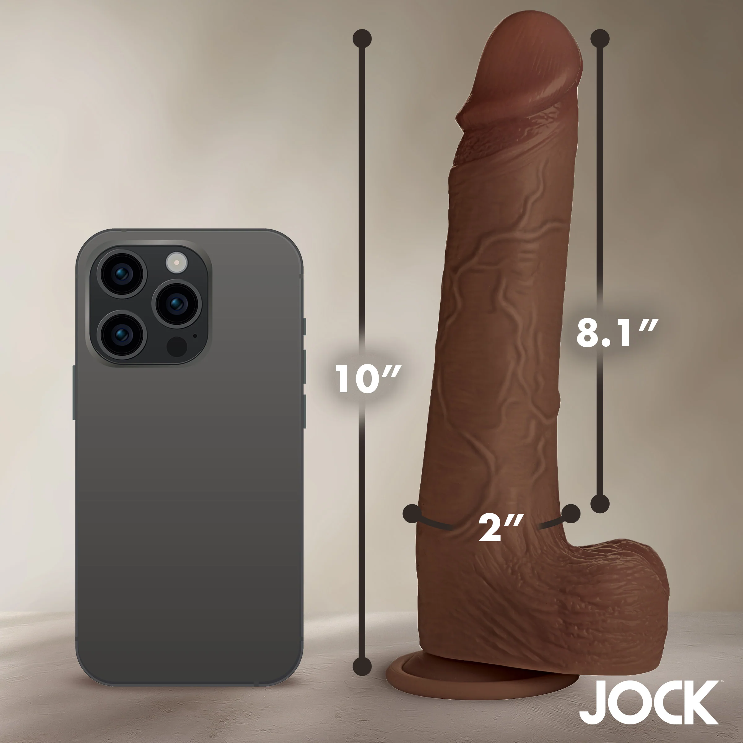 JOCK Real Skin 10" Silicone Dildo w/ Balls - Image 6
