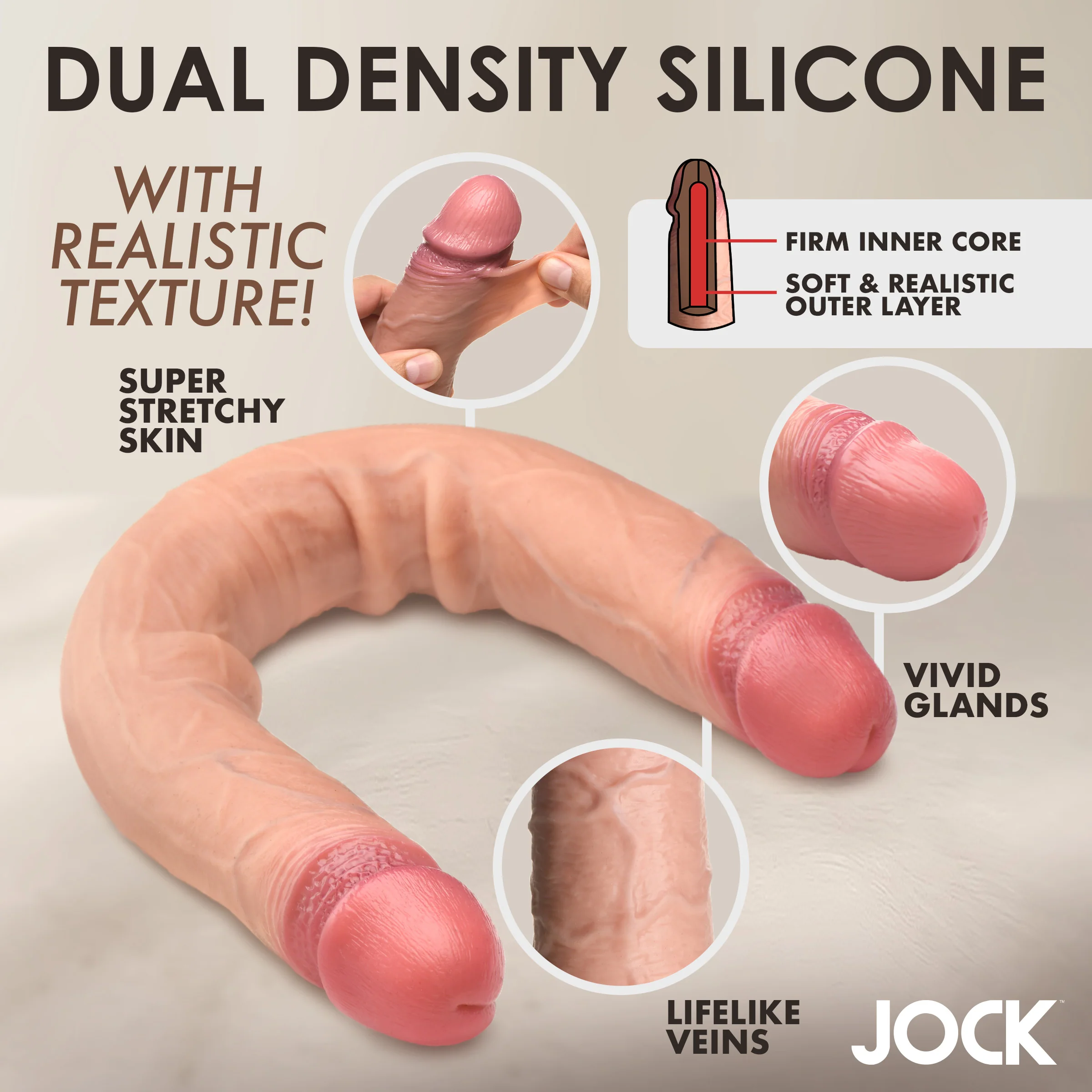 JOCK Real Skin 15.75" Double Dildo - Image 5