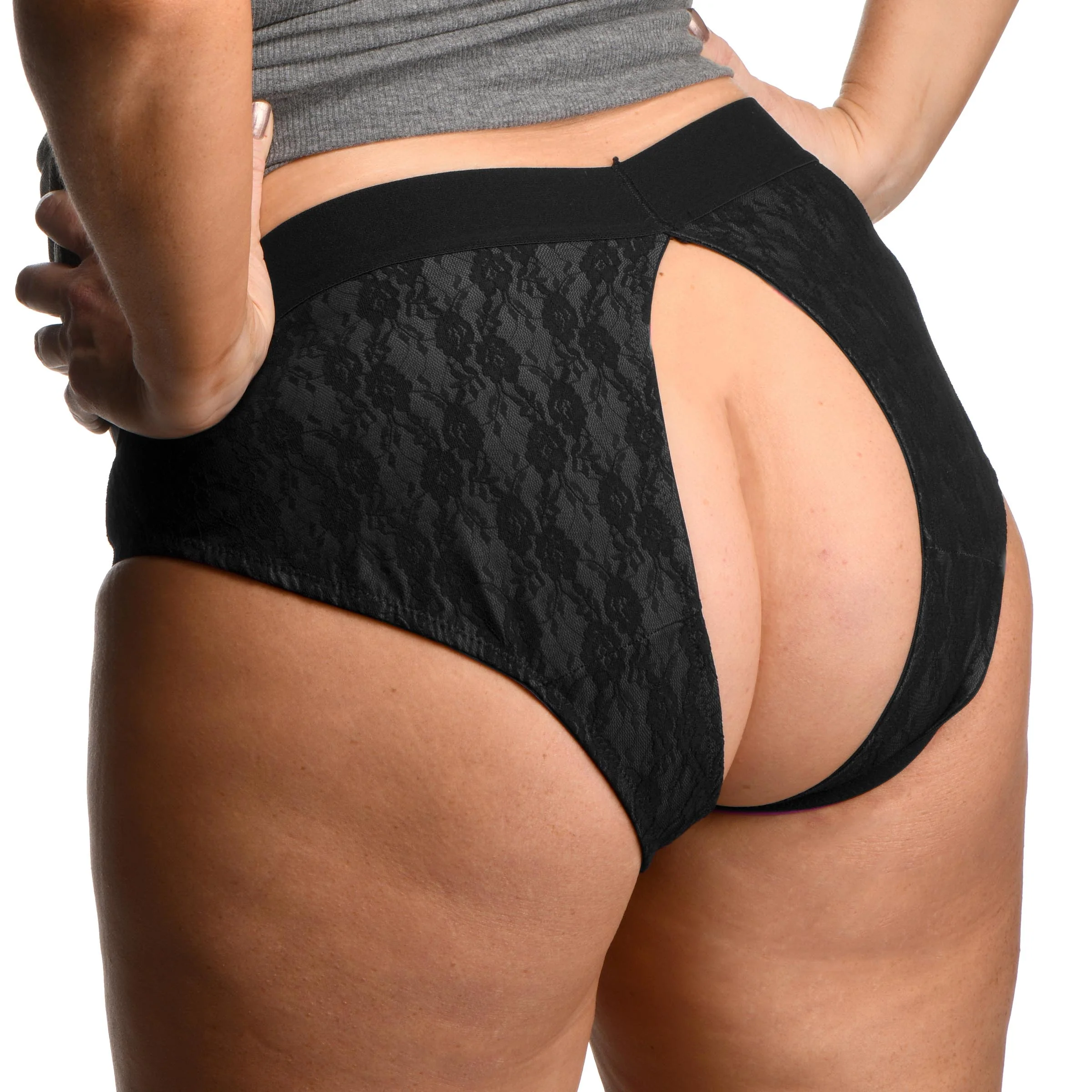 Lace Envy Black Crotchless Panty Harness - Image 7