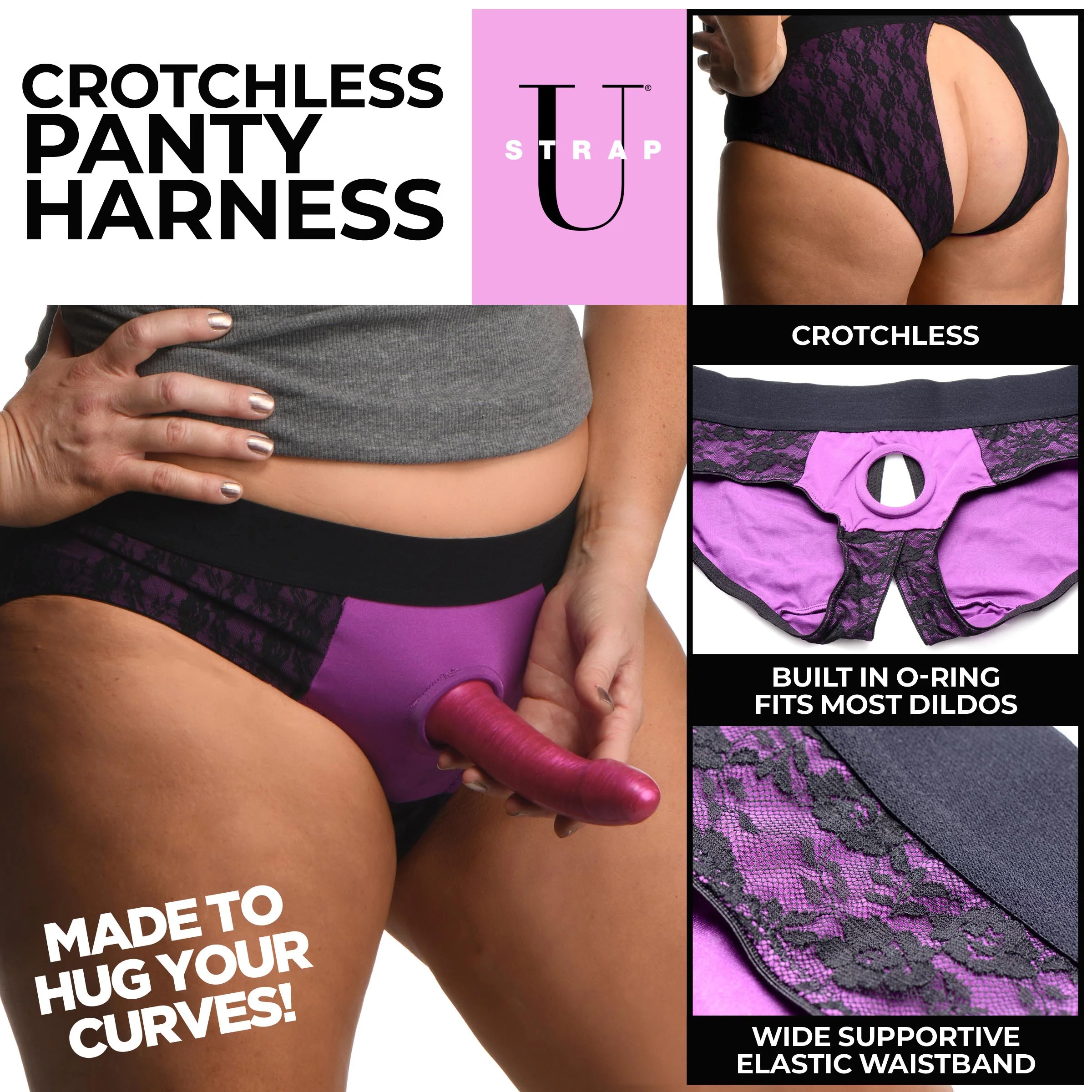 Lace Envy Crotchless Panty Strap-On Harness - Image 4