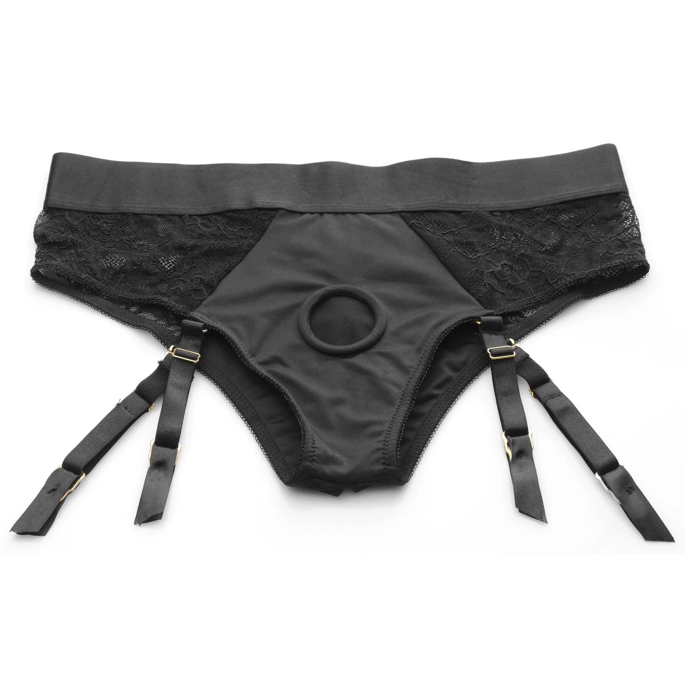 Laced Seductress Crotchless Panty Harness with Garter Straps - Image 2