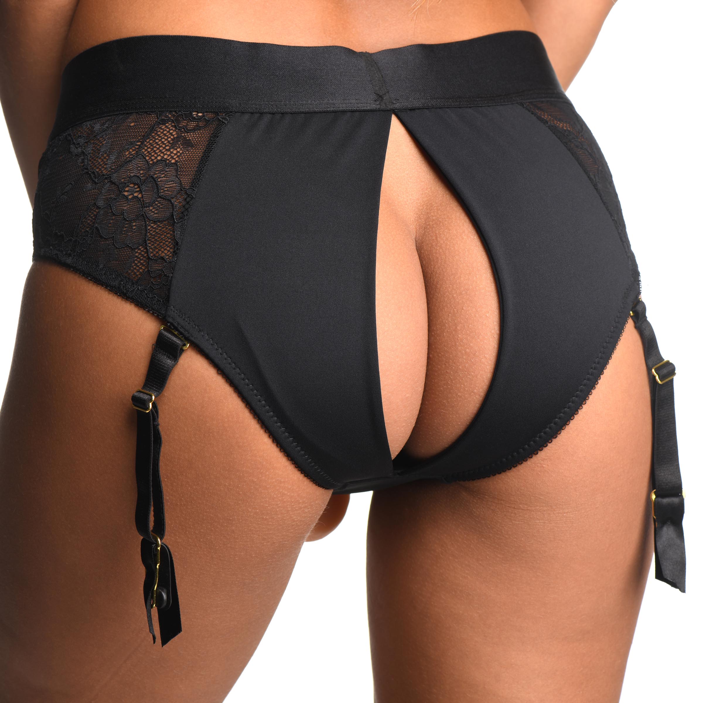 Laced Seductress Crotchless Panty Harness with Garter Straps - Image 8