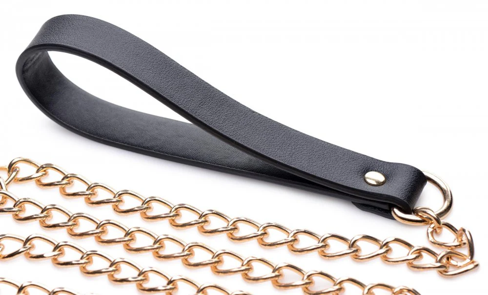 Leashed Lover Black and Gold Chain Leash - Image 3