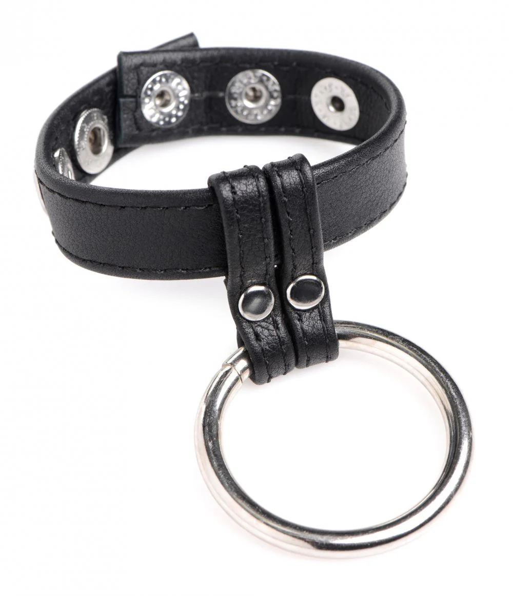 Leather and Steel Cock and Ball Ring - Image 3