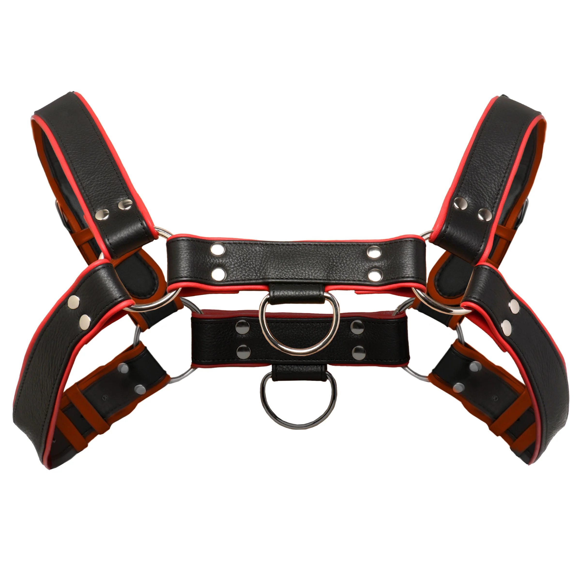 Leather English Bull Dog Harness Black/Red - Image 6