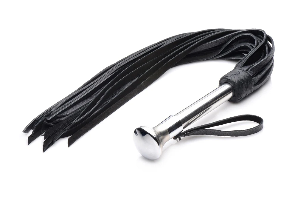 Leather Flogger with Stainless Steel Handle - Image 2