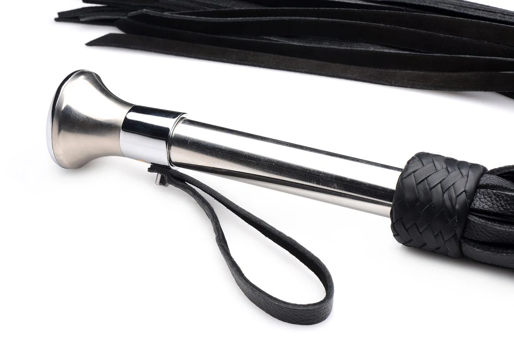 Leather Flogger with Stainless Steel Handle - Image 3