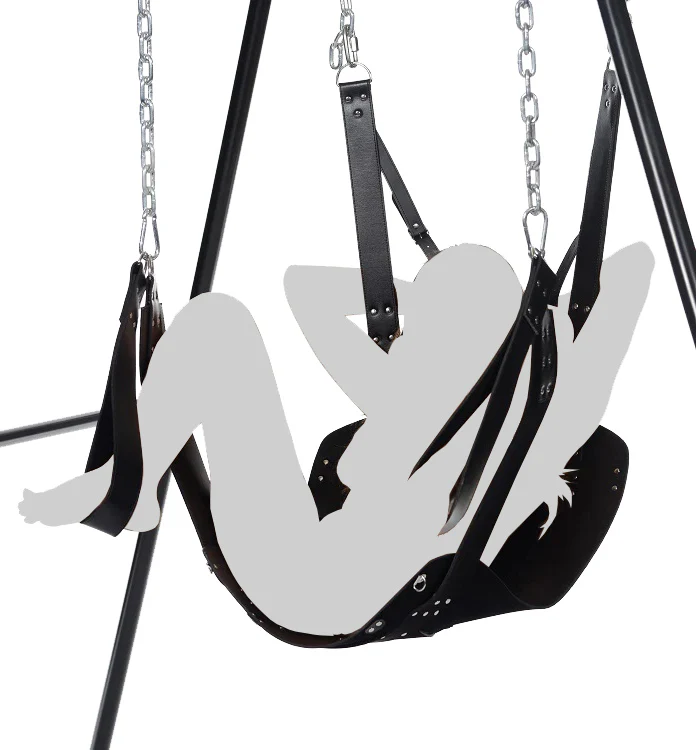 Leather Swing with Pillows and Stirrups - Image 3
