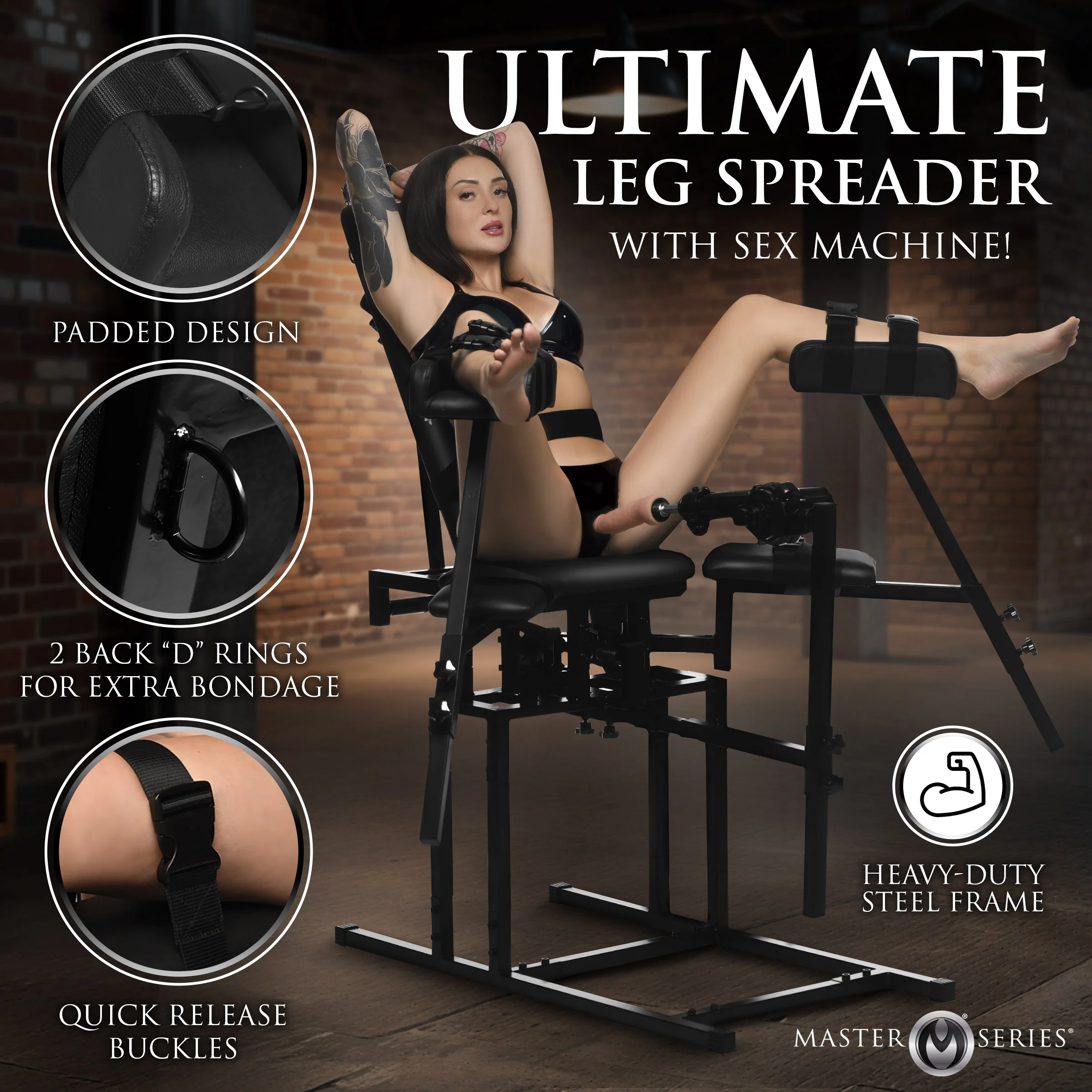 Leg Spreader Obedience Chair w/ Sex Machine - Image 2