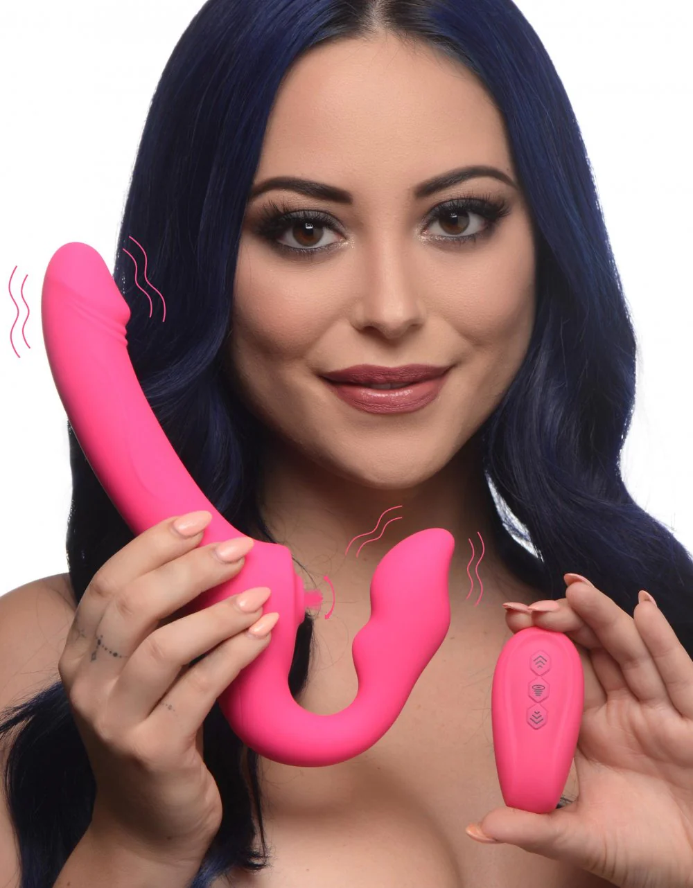 Licking and Vibrating Strapless Strap-On with Remote Control - Image 2