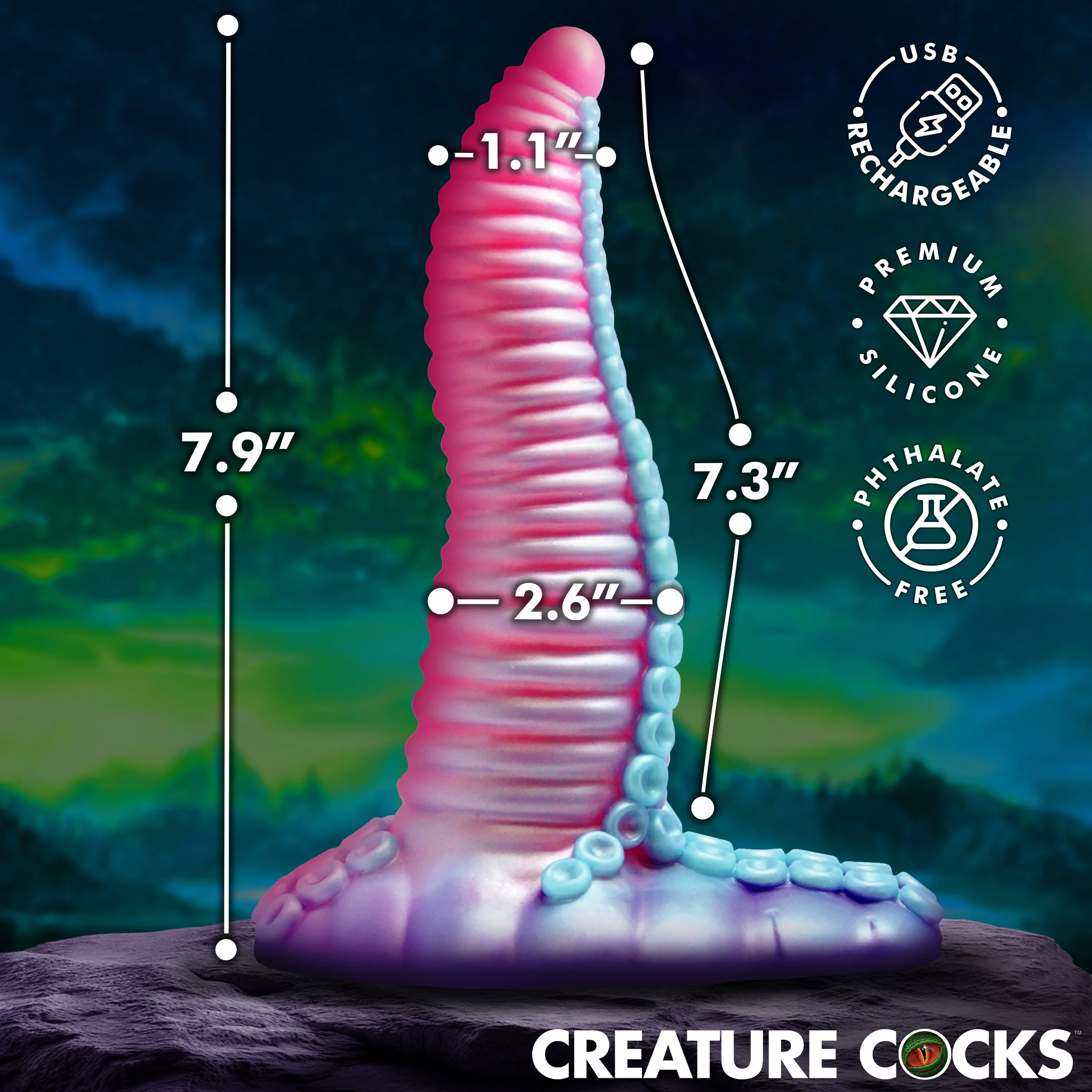 Mega-Tenta Vibrating Silicone Dildo - Image 4