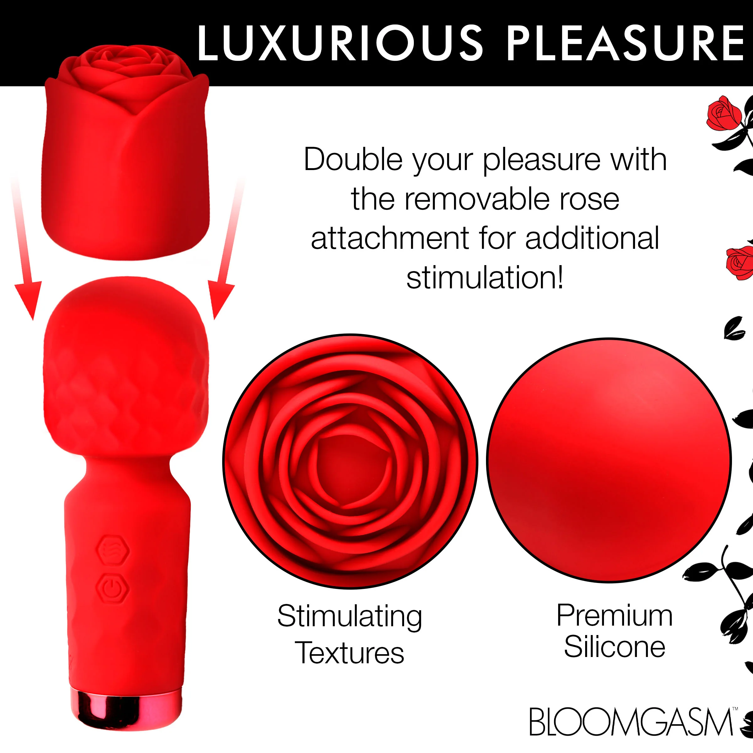 Mini Pleasure Rose-Petite Silicone Rose Wand - Image 3