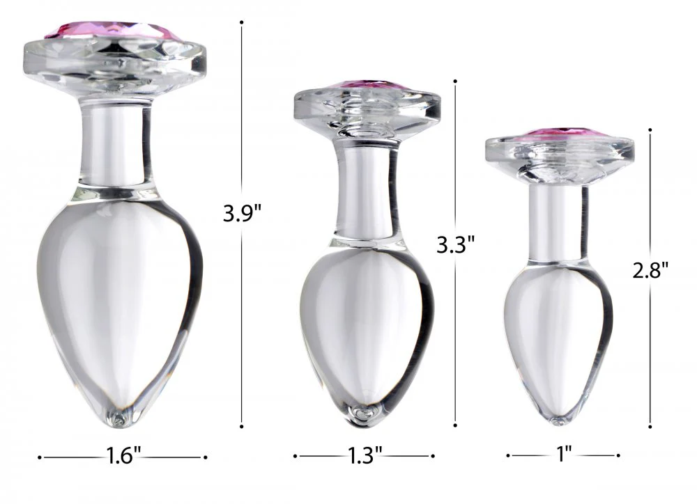 Pink Gem Glass Anal Plug - Image 3