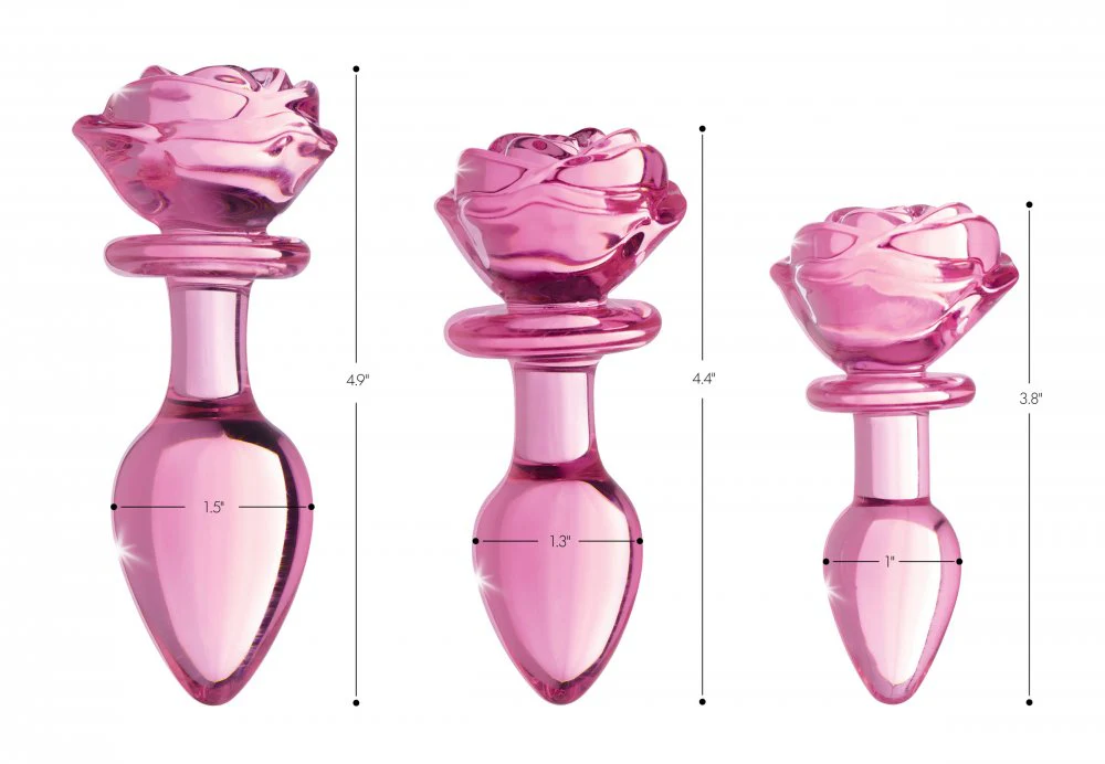 Pink Rose Glass Anal Plug - Image 2