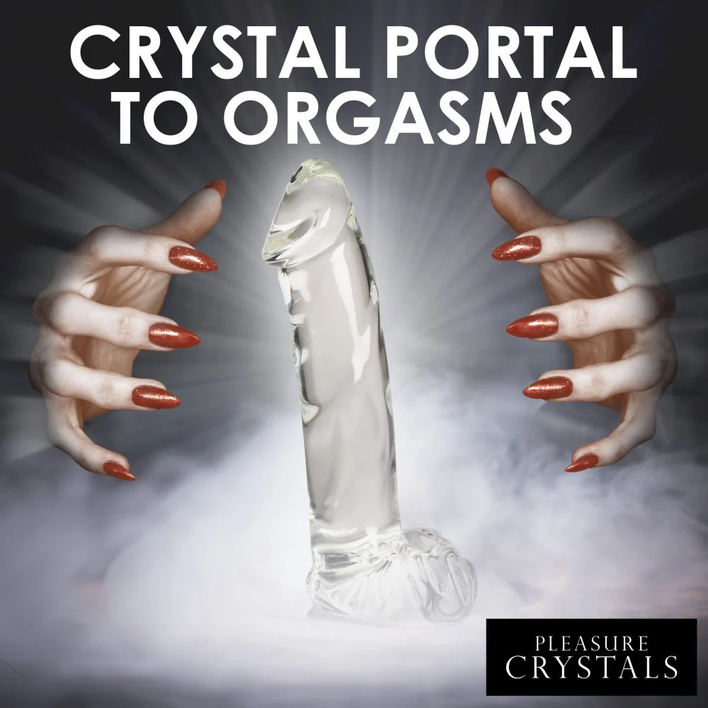 Pleasure Crystals 7.1" Glass Dildo w/ Balls - Image 3