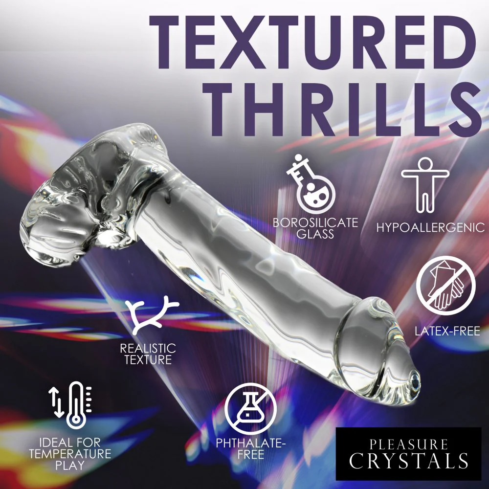 Pleasure Crystals 7.1" Glass Dildo w/ Balls - Image 5