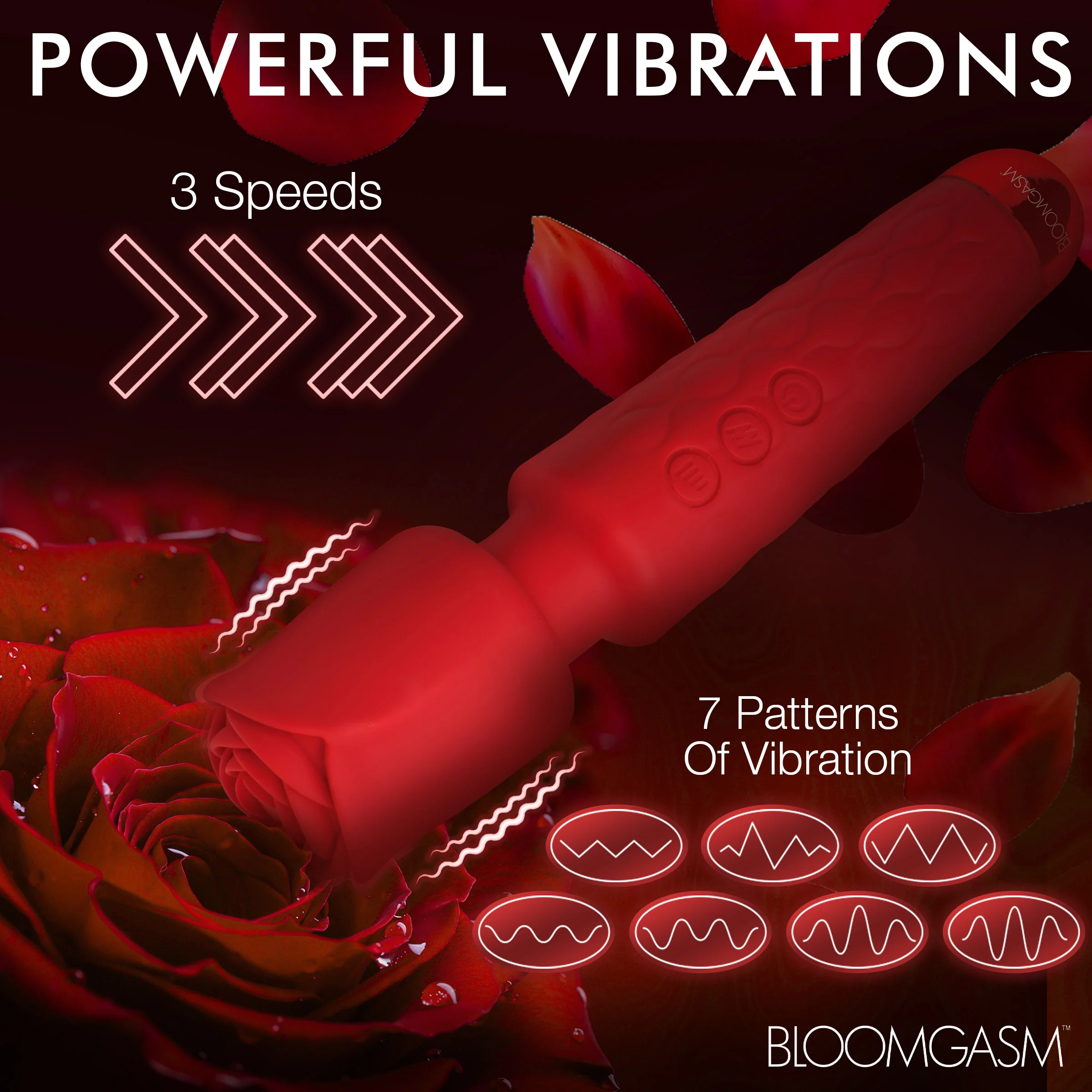 Pleasure Rose 10X Silicone Wand w/ Rose Attachment - Image 6