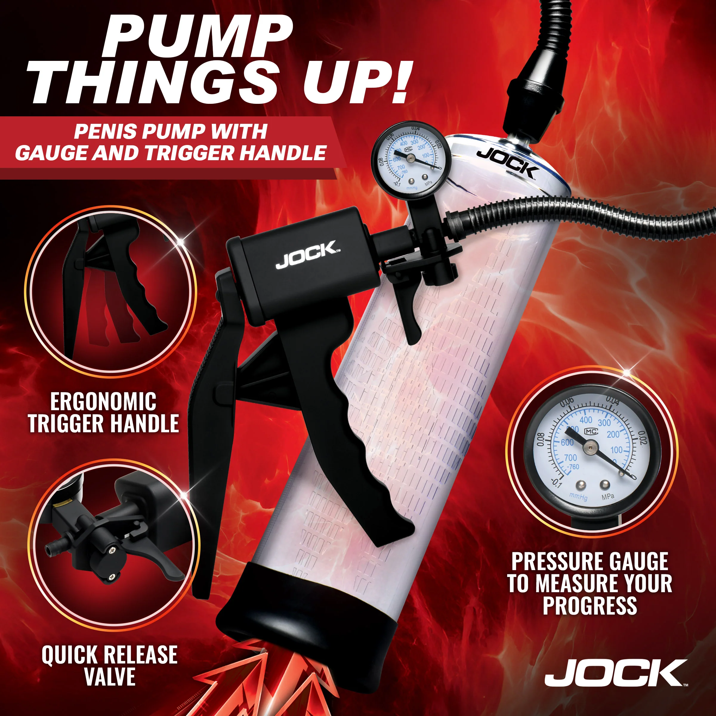 Pump Up Penis Pump with Gauge & Trigger Handle - Image 3