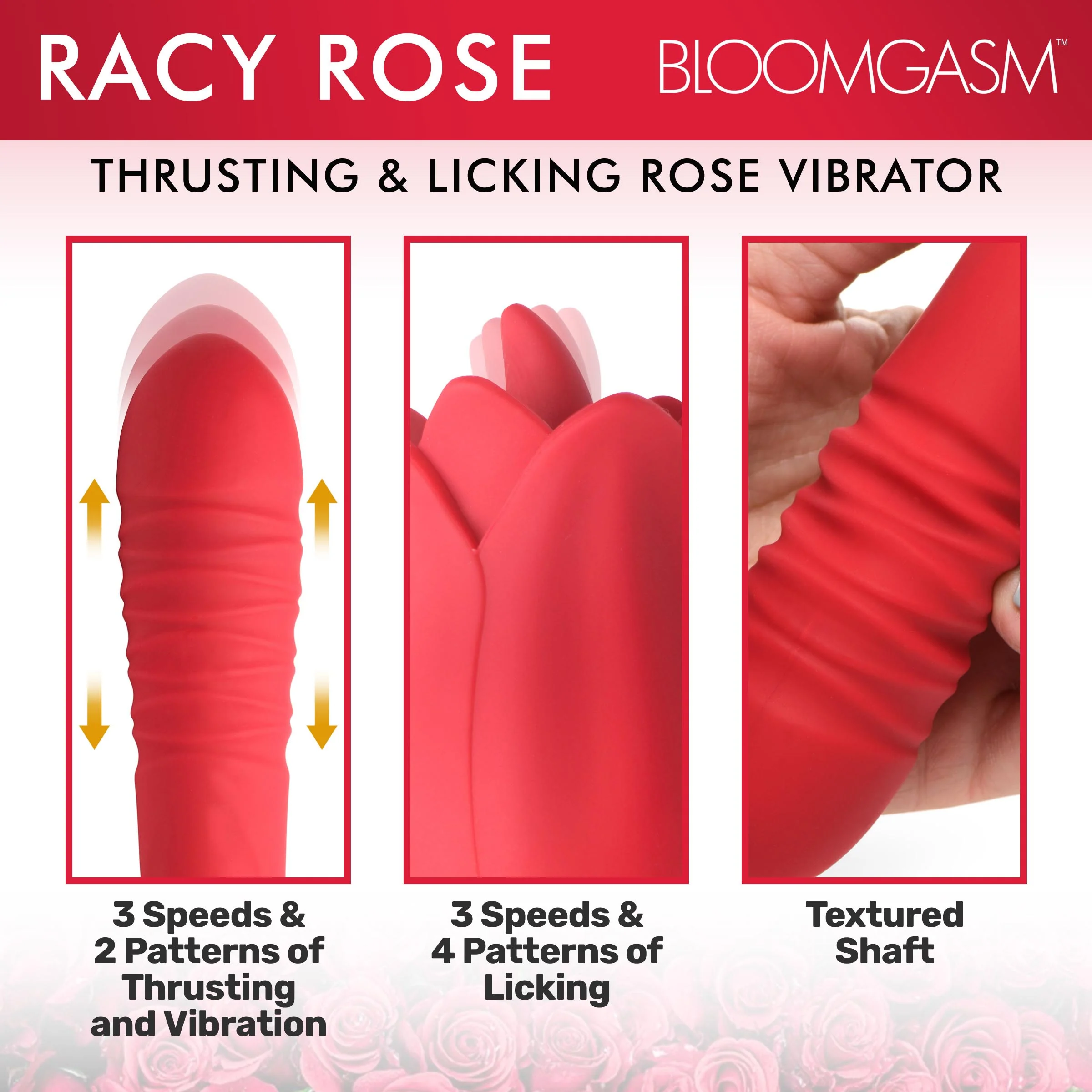 Racy Rose Thrusting and Licking Rose Vibrator - Image 4