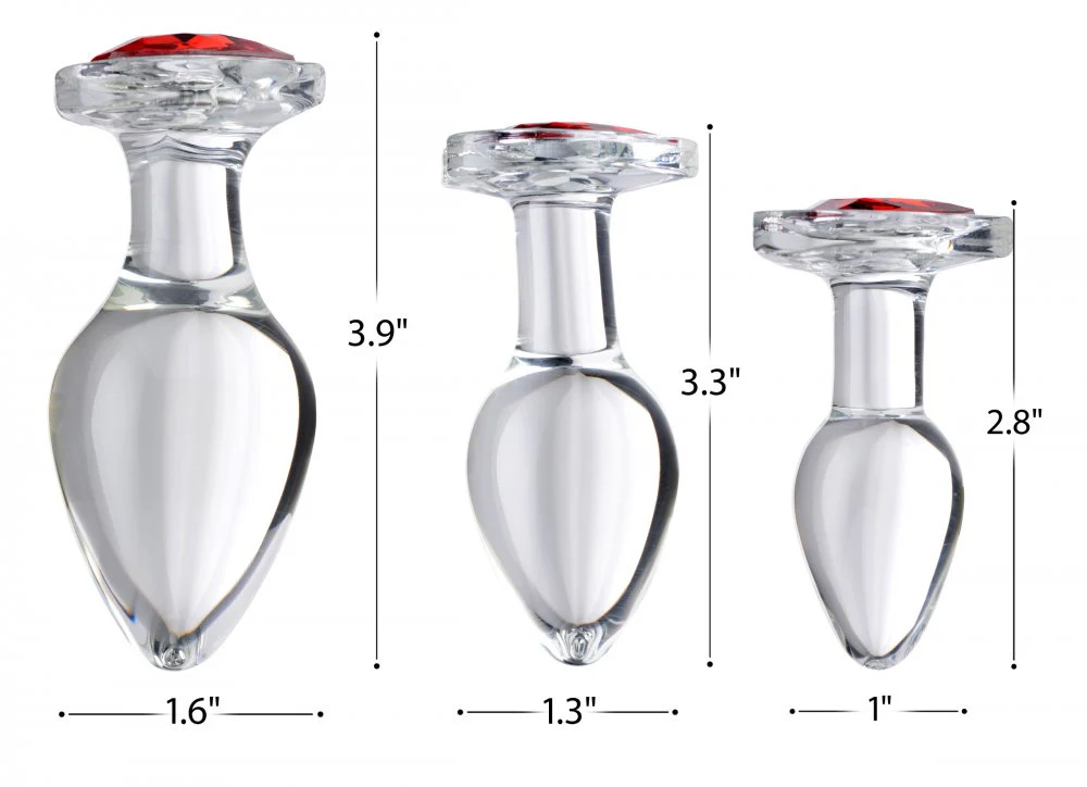 Red Heart Gem Glass Anal Plug - Image 5