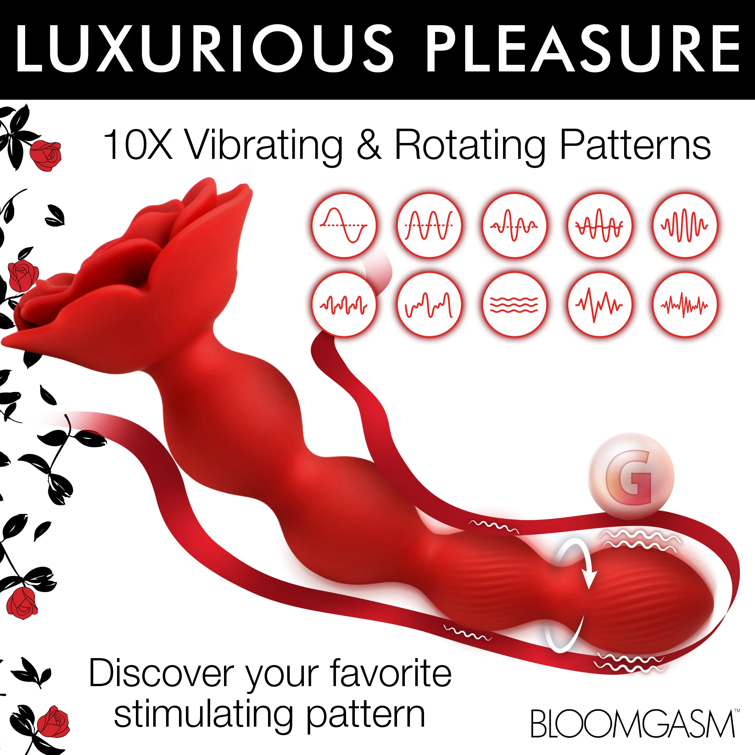 Rose Twirl 10X Vibrating and Rotating Silicone Anal Beads - Image 3