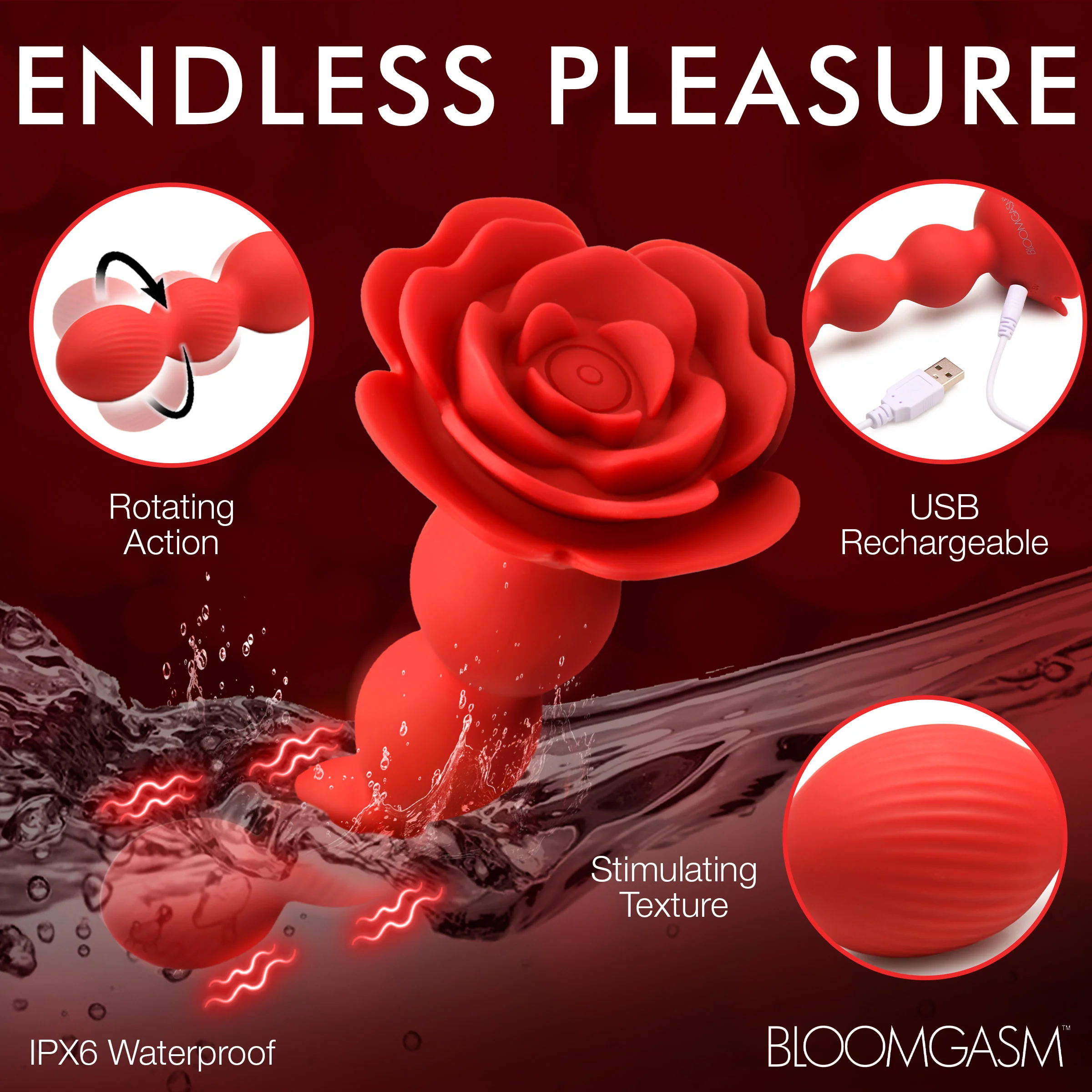 Rose Twirl 10X Vibrating and Rotating Silicone Anal Beads - Image 8