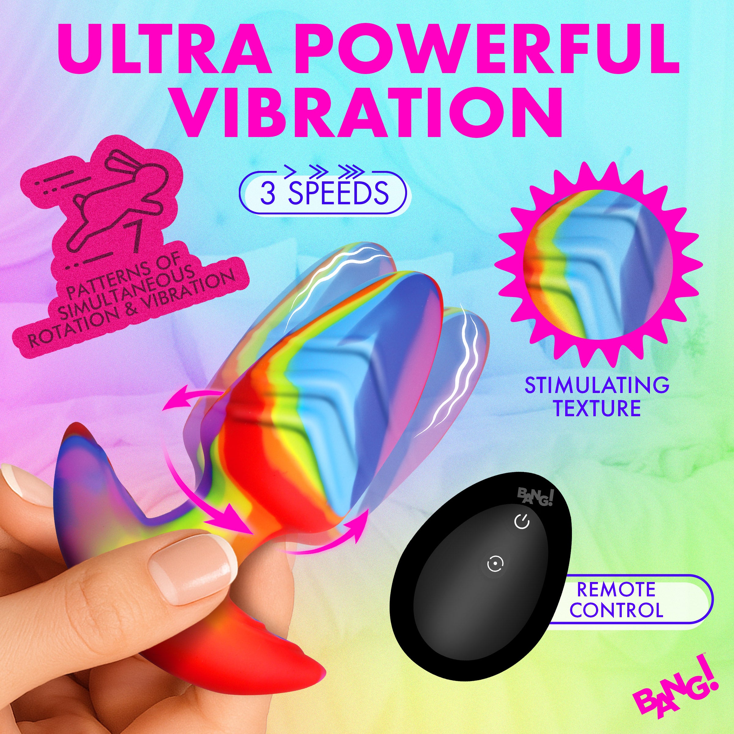 Rotating and Vibrating Silicone Butt Plug - Image 4