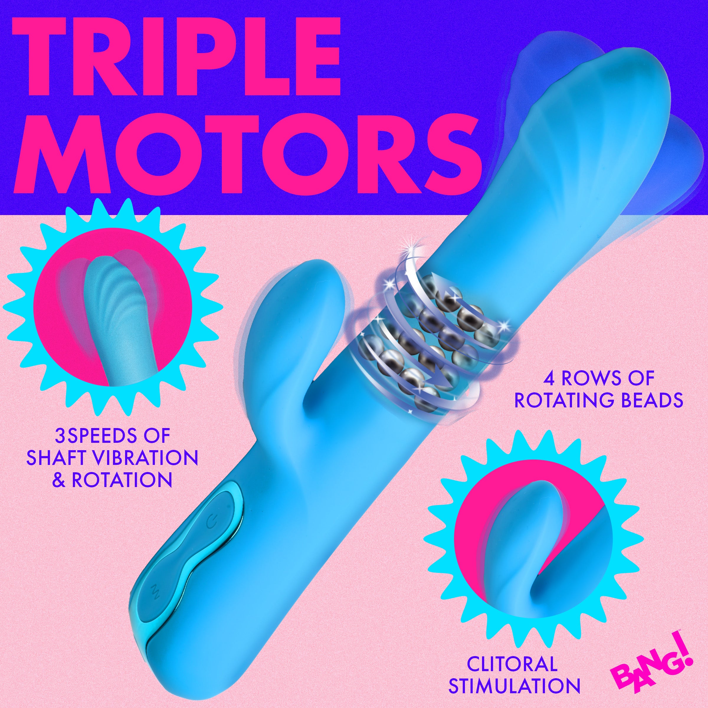 Rotating Beaded Silicone Rabbit Vibrator - Image 4