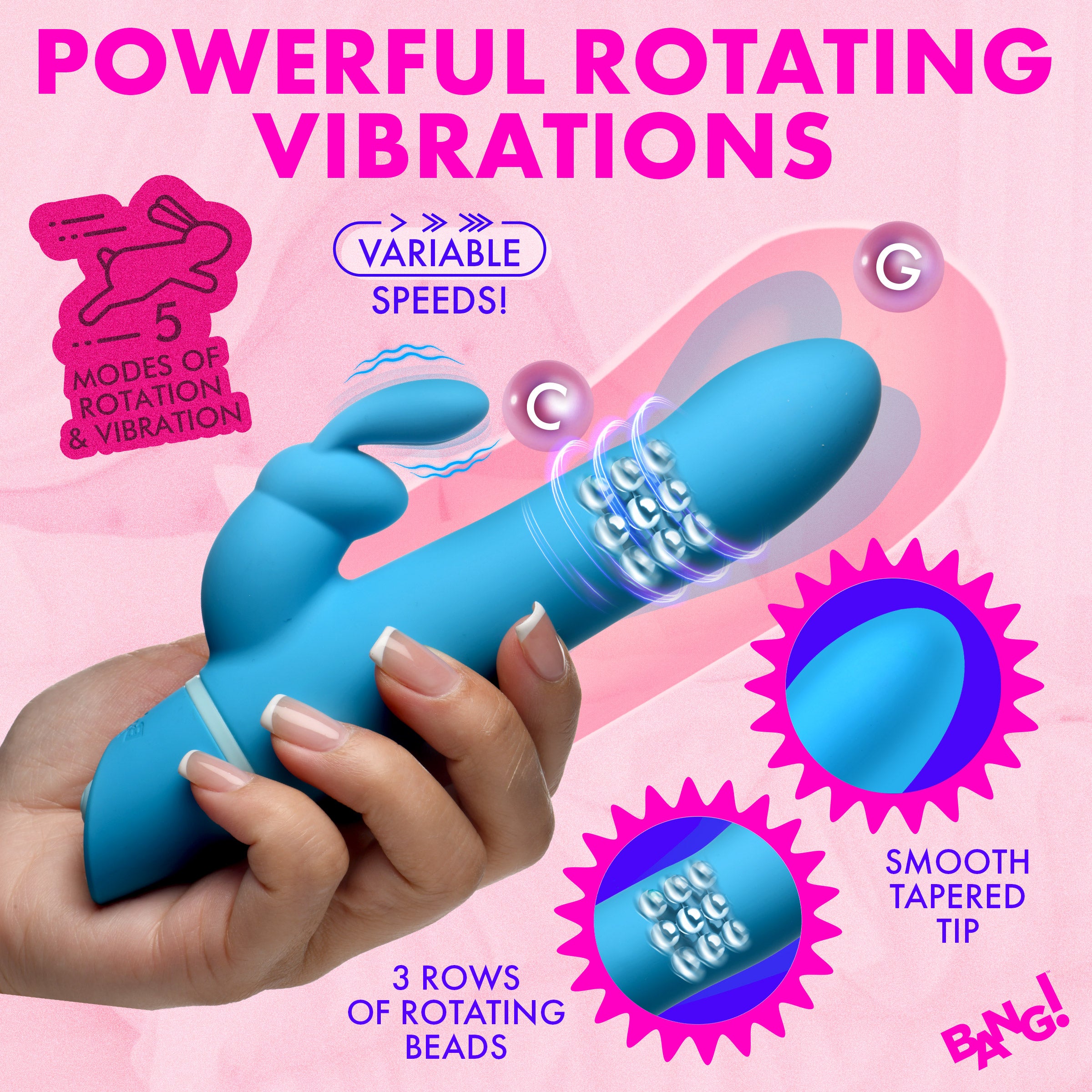 Rotating Beads Silicone Rabbit Vibrator - Image 3