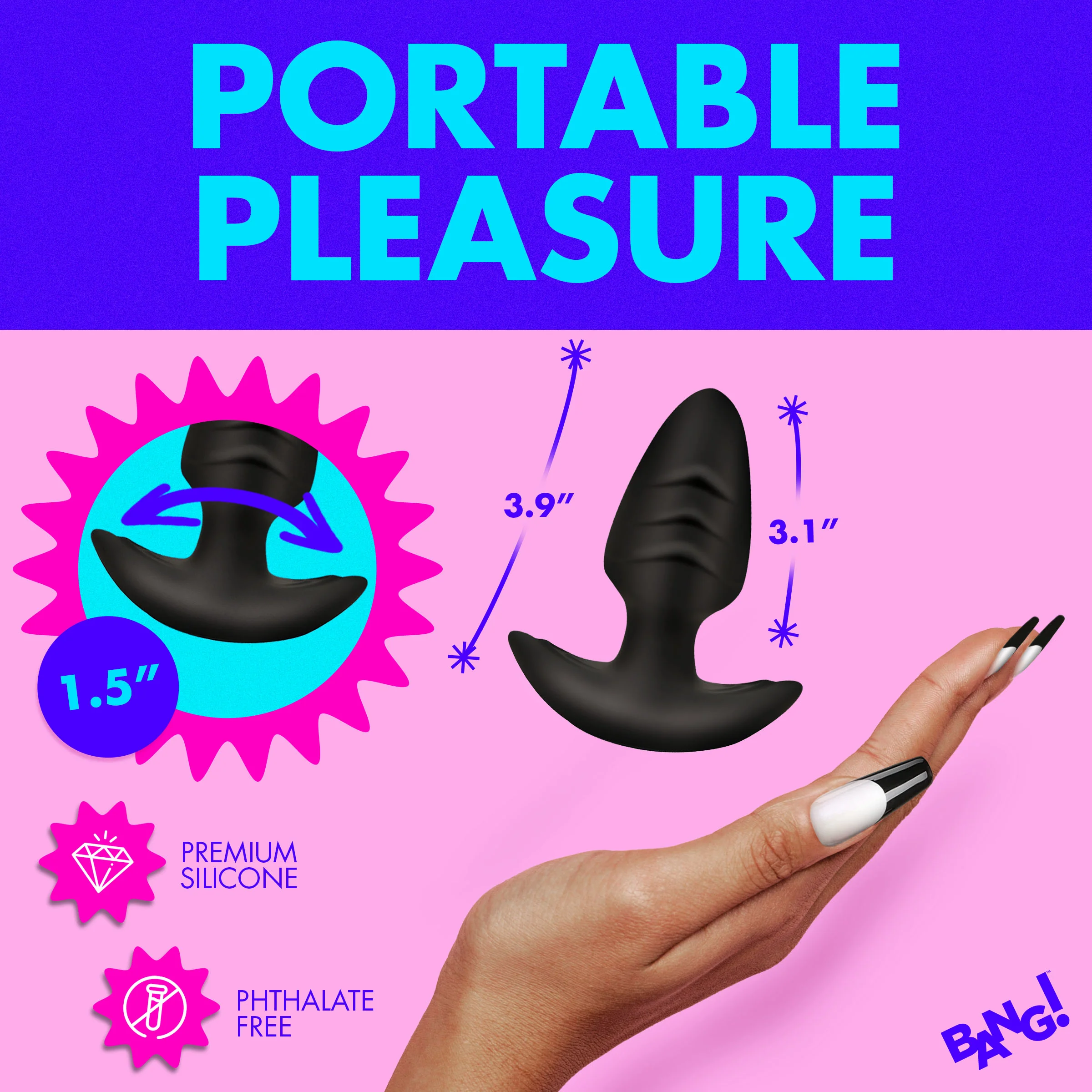 Rotating & Vibrating Silicone Butt Plug w/ Remote - Image 7