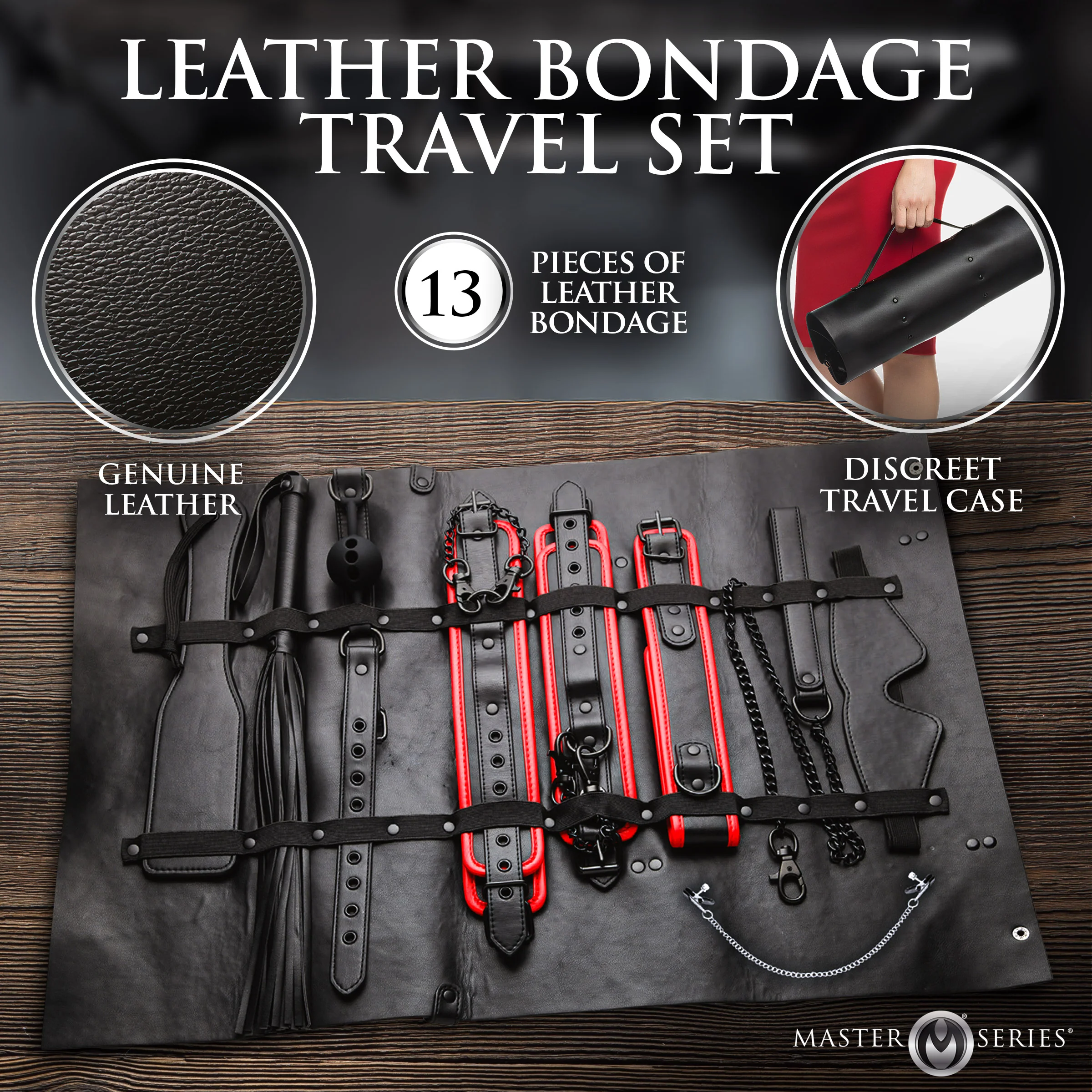 Scarlet Seduction Leather Bondage Travel Set - Image 4