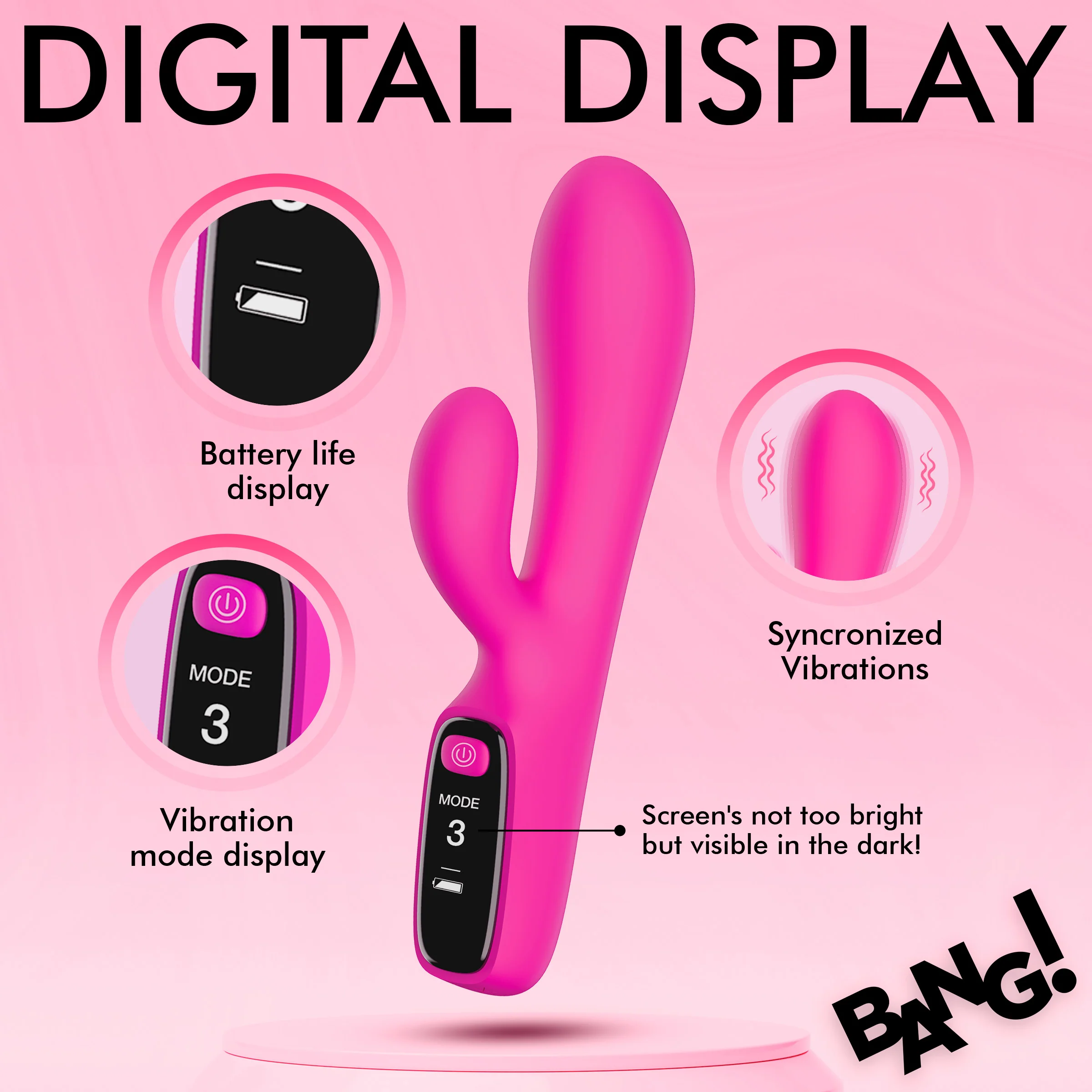 Silicone Rabbit Vibrator with Digital Display - Image 8