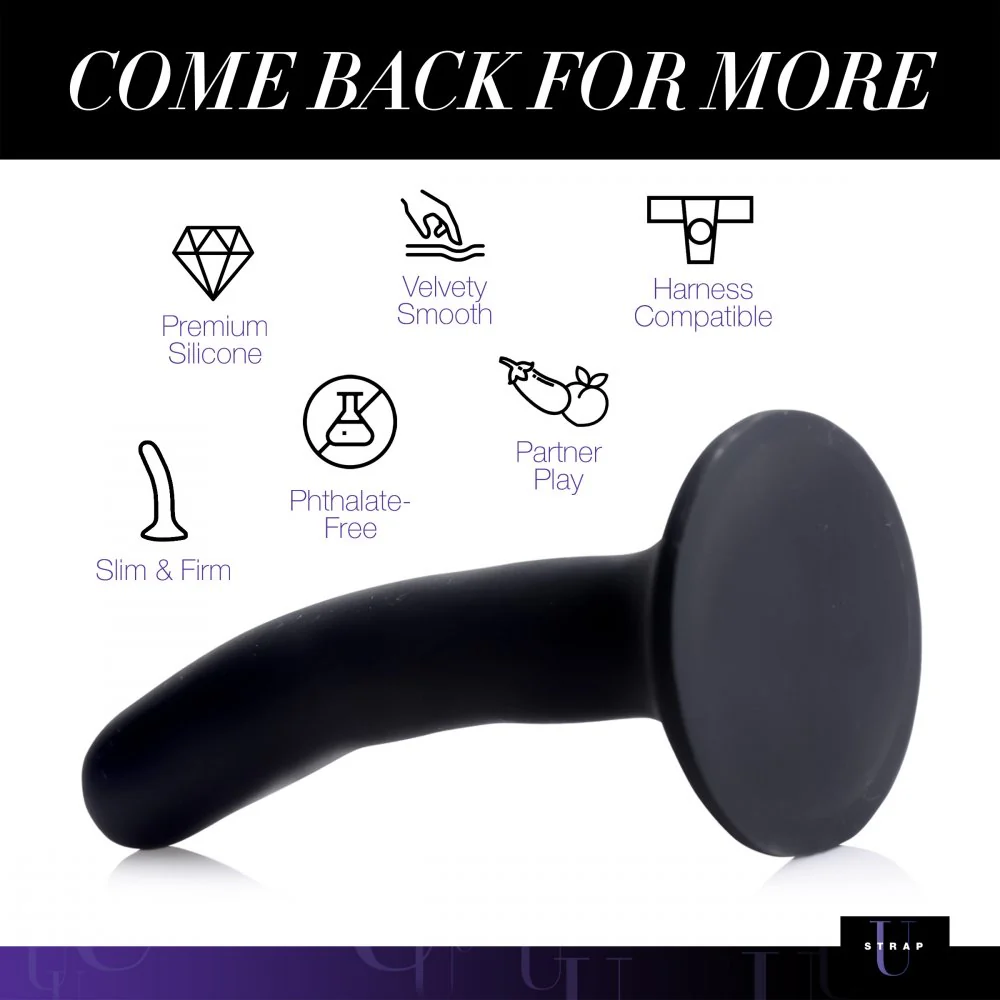 Slender Black Silicone Strap-On Dildo - Image 7
