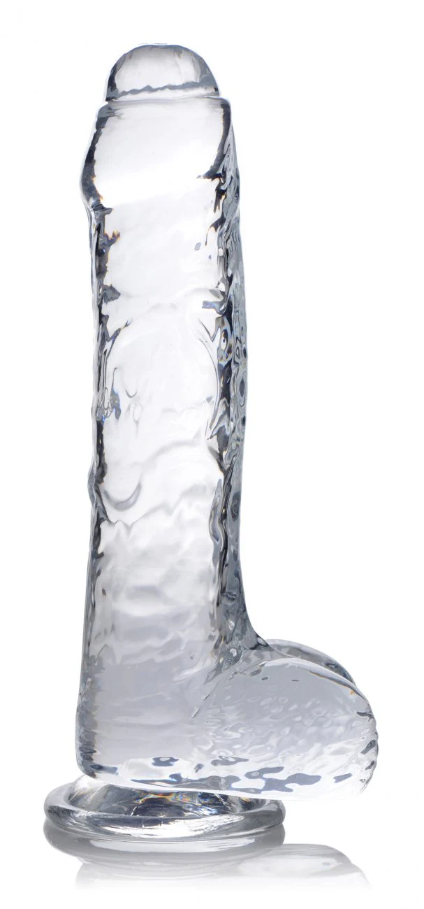 Slim C-Thru Clear Dildo with Balls