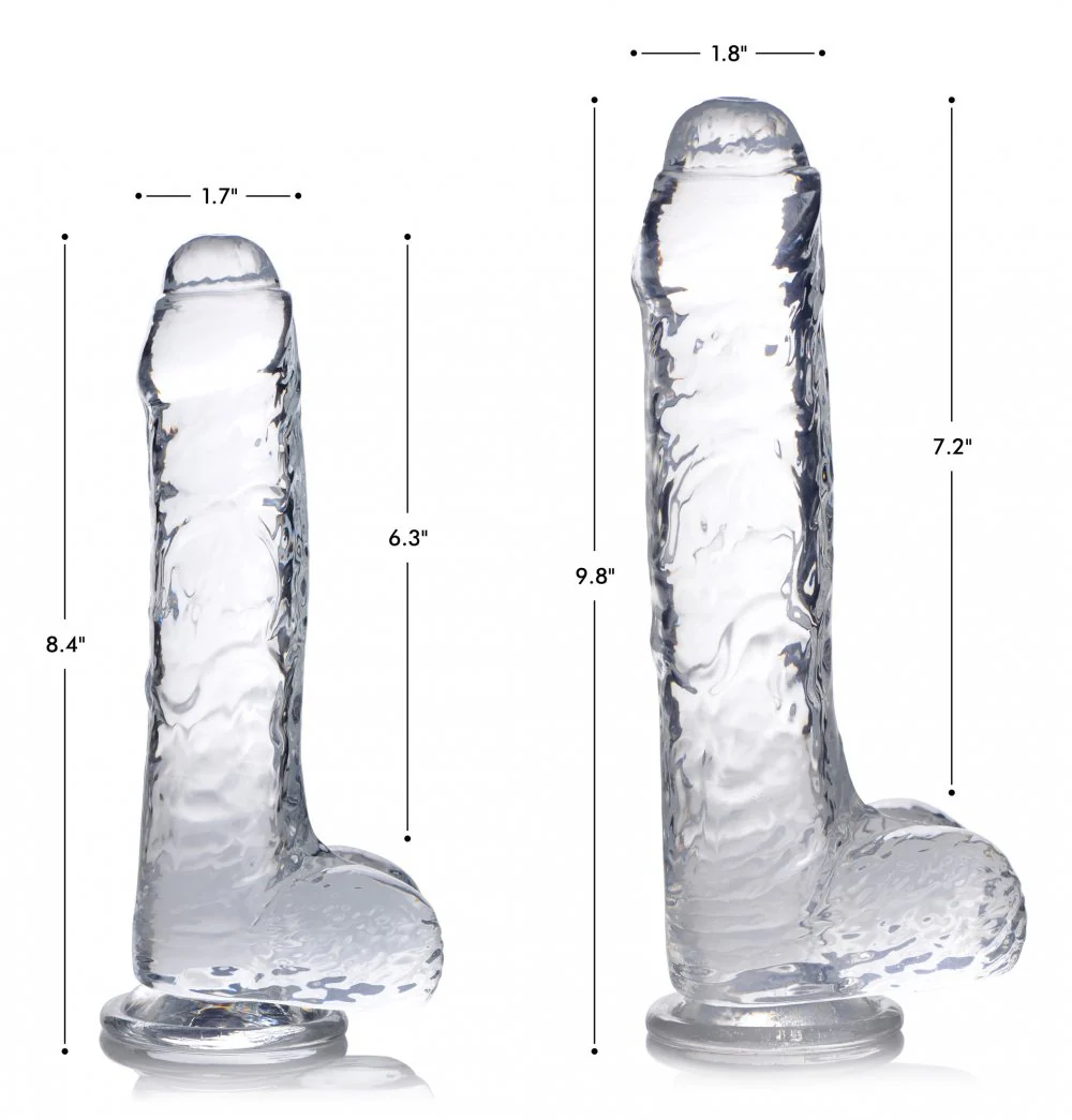 Slim C-Thru Clear Dildo with Balls - Image 2