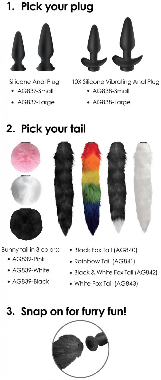 Small Vibrating Anal Plug with Interchangeable Fox Tail - Image 4