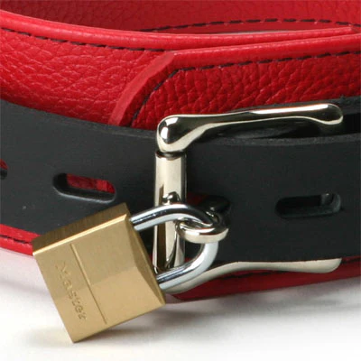 Strict Leather Red and Black Locking Collar - Image 5