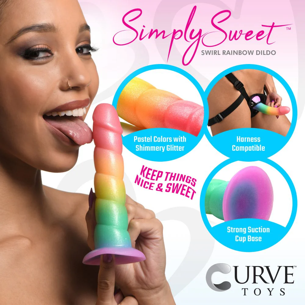 Swirl Rainbow Silicone Dildo - Image 4