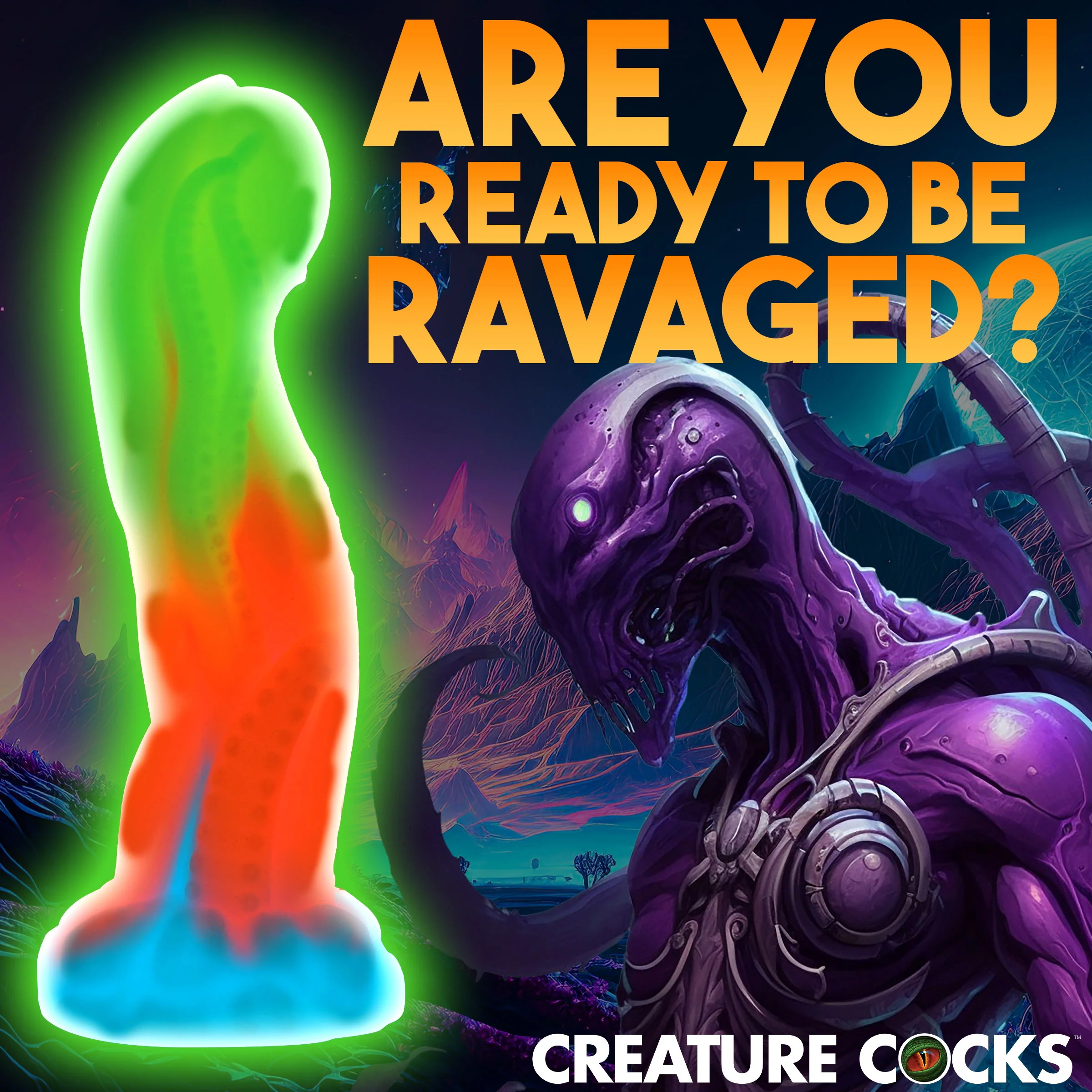 Tenta Glow in the Dark Silicone Dildo - Image 3