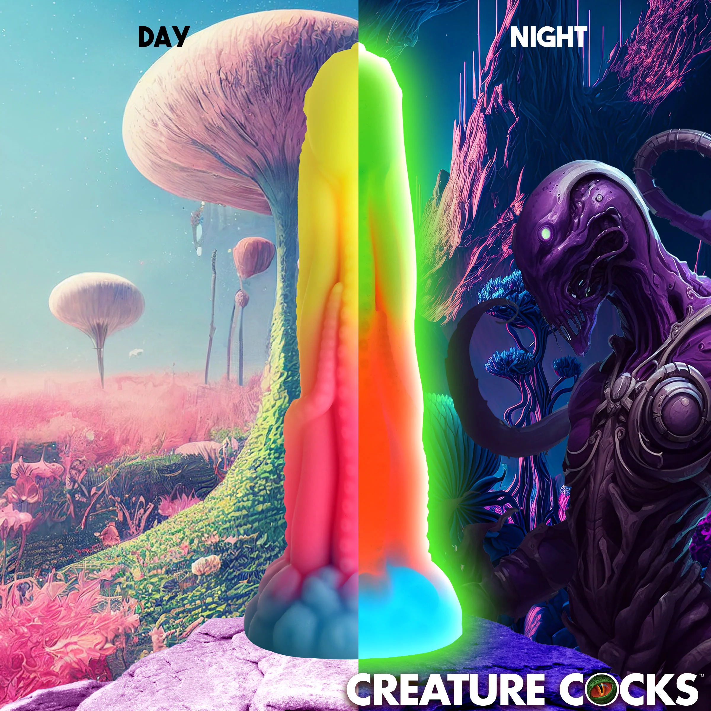 Tenta Glow in the Dark Silicone Dildo - Image 5