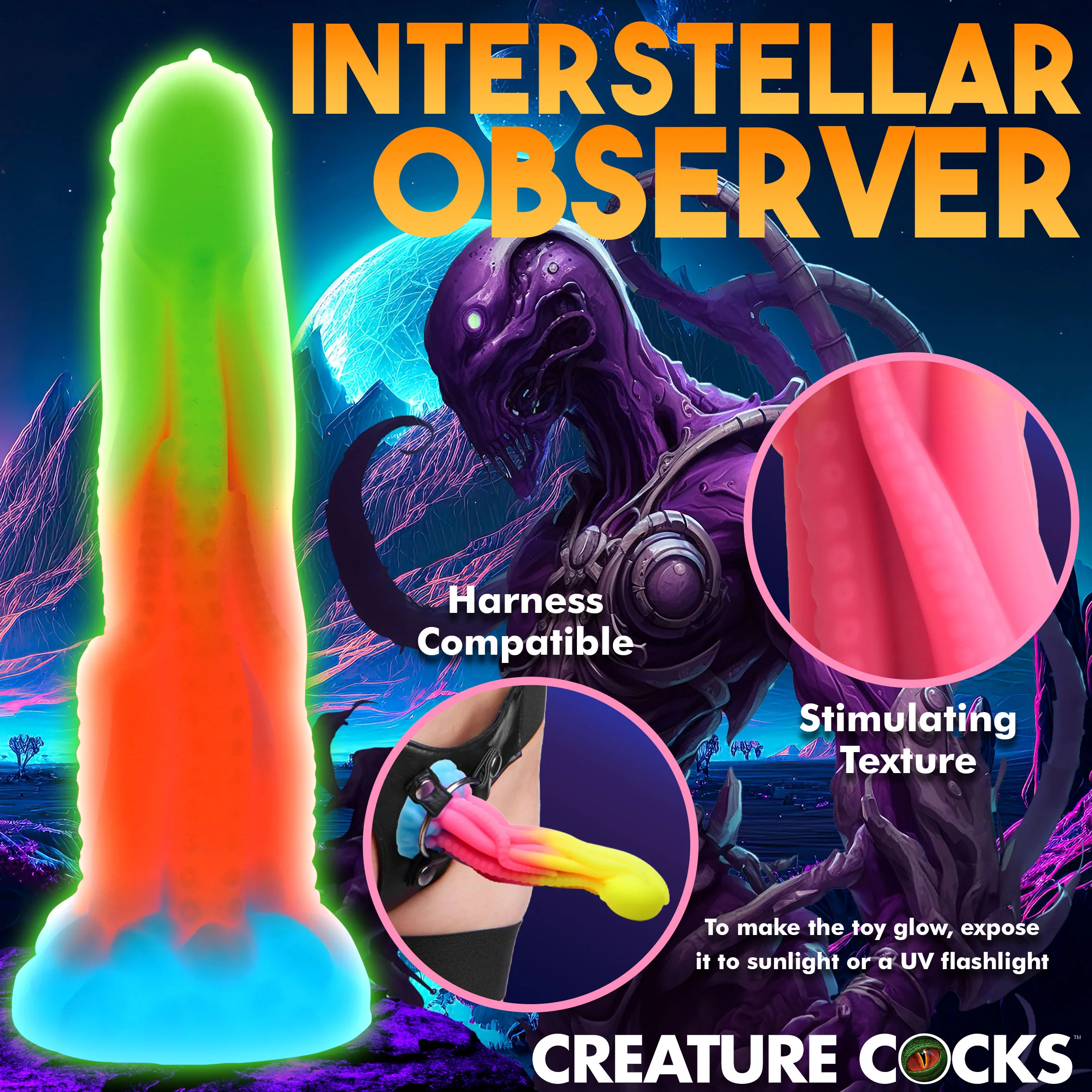 Tenta Glow in the Dark Silicone Dildo - Image 7