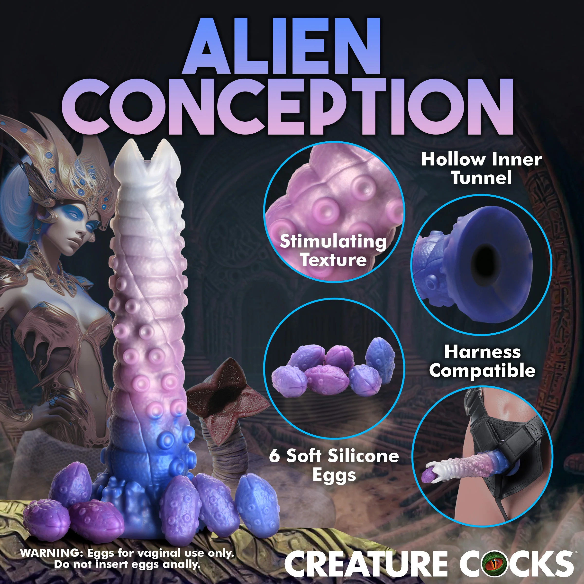 Tenta-Queen Ovipositor Silicone Dildo with Eggs - Image 6