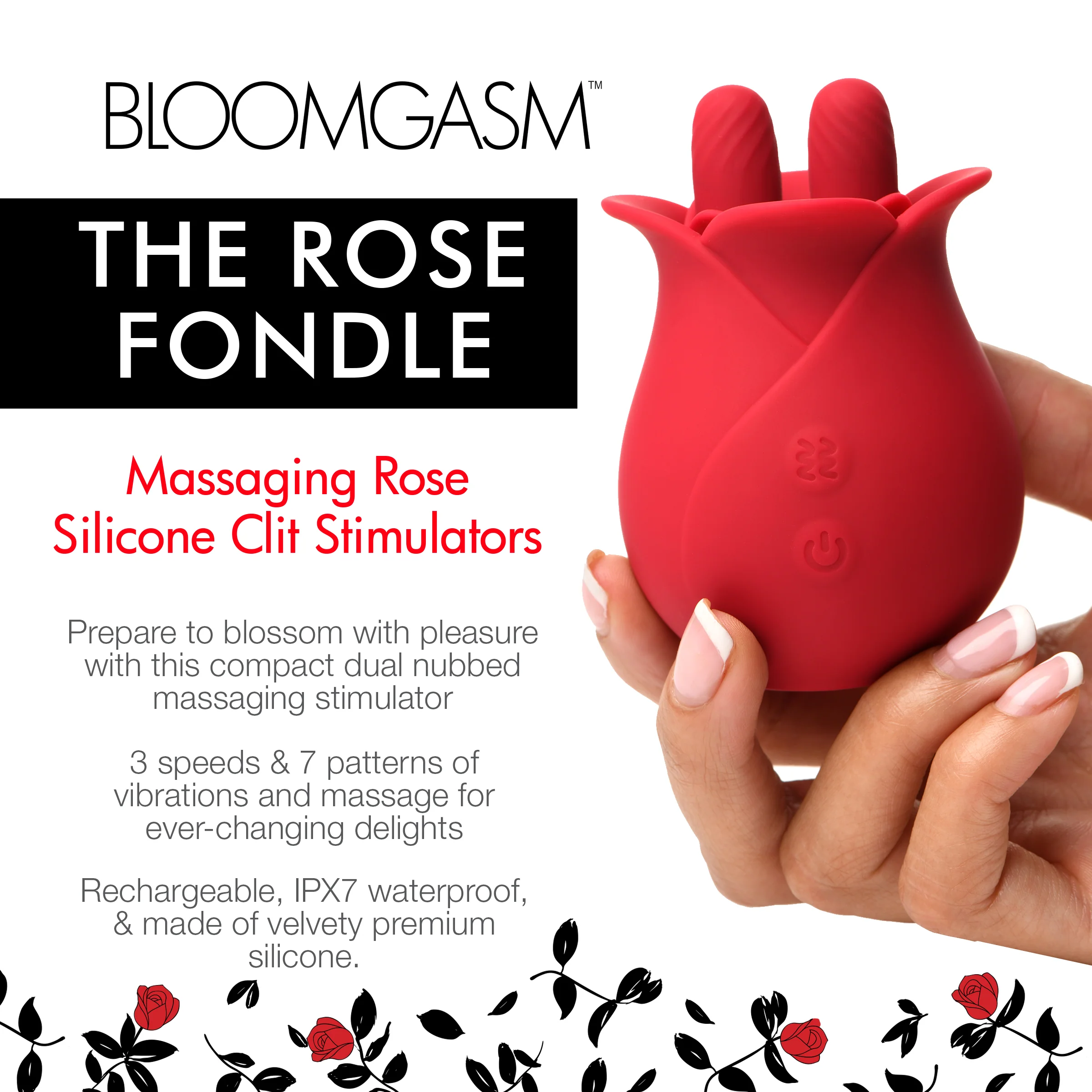 The Rose Fondle 10X Massaging Rose Silicone Clit Stimulators - Image 3