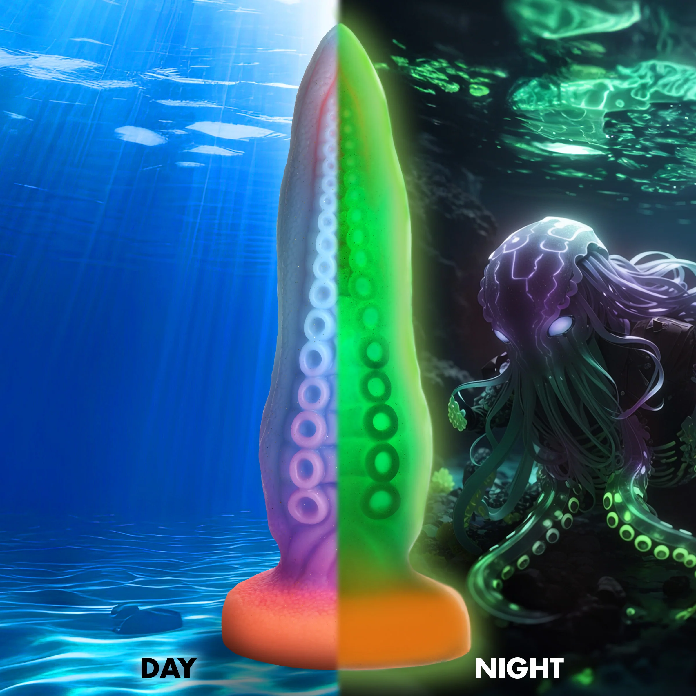 Thick Tentacle Glow-in-the-Dark Silicone Dildo - Image 5