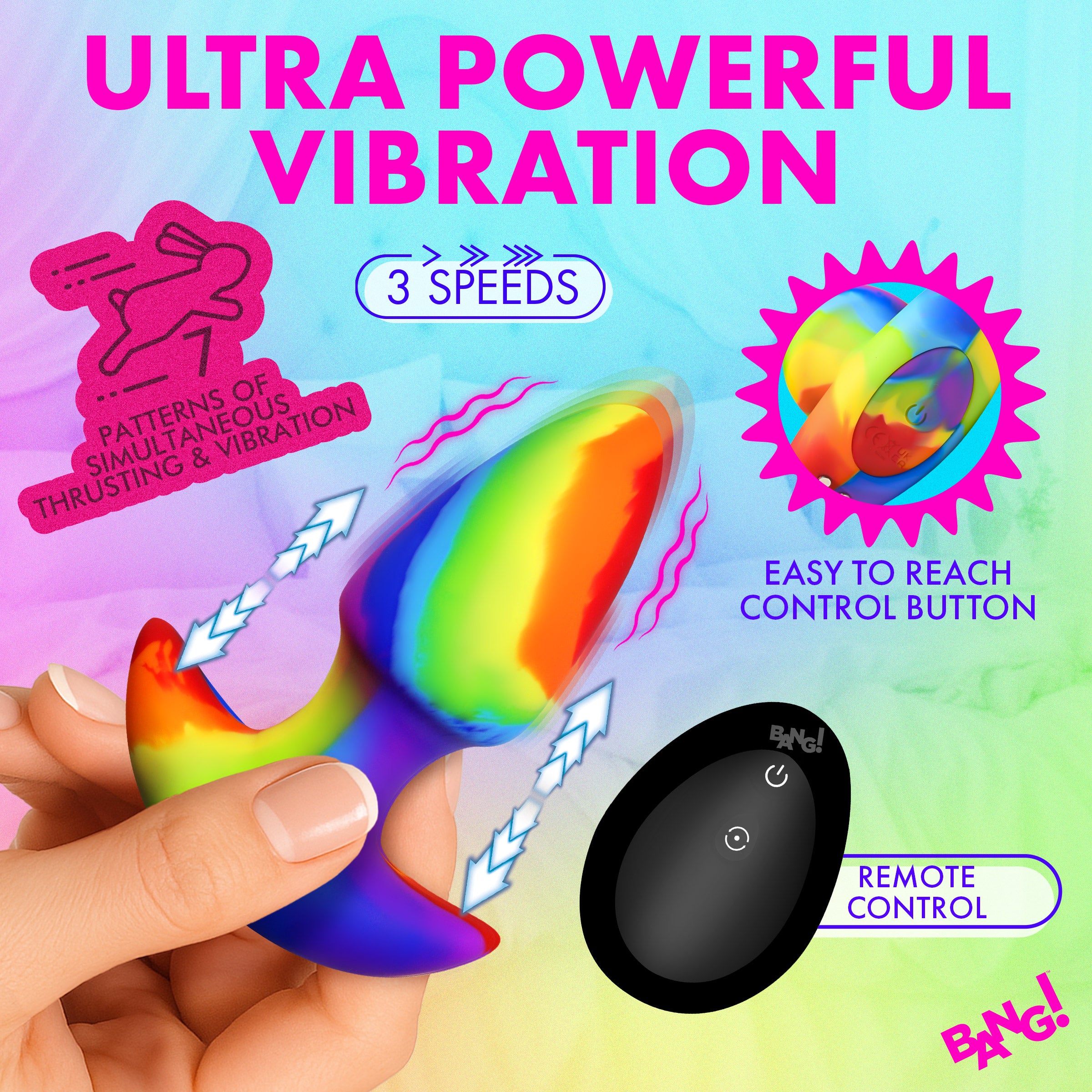 Thrusting and Vibrating Silicone Butt Plug - Image 4